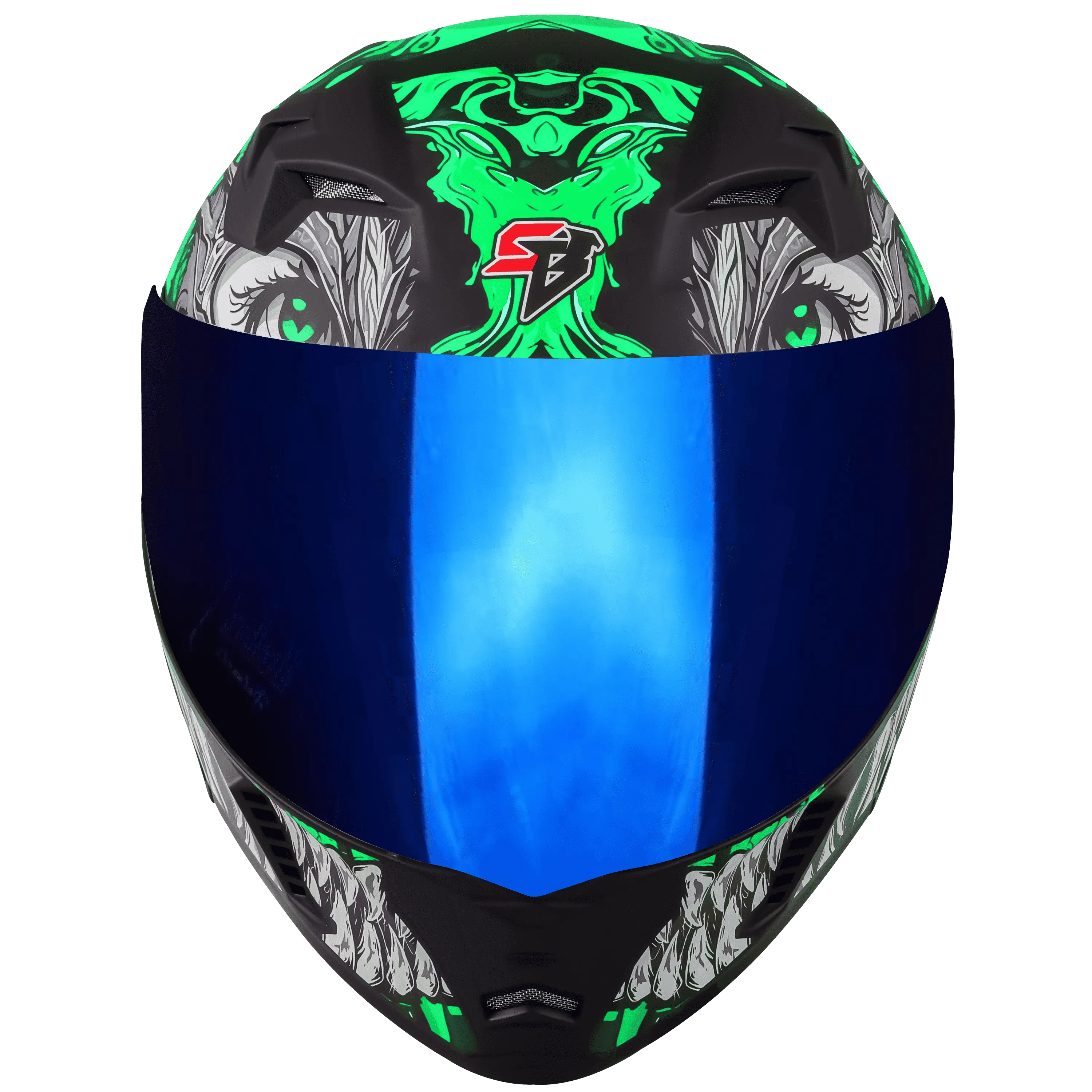 STEELBIRD Sba 20 Draco Black Green Full Face Helmet
