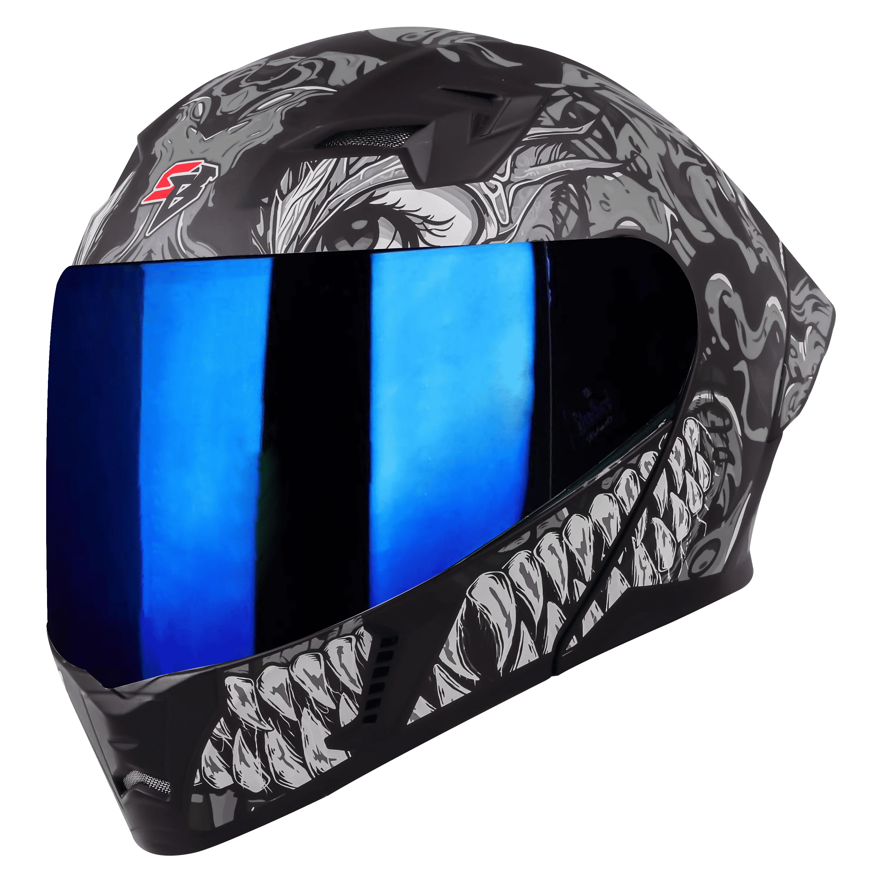 STEELBIRD Sba 20 Draco Black Grey Full Face Helmet