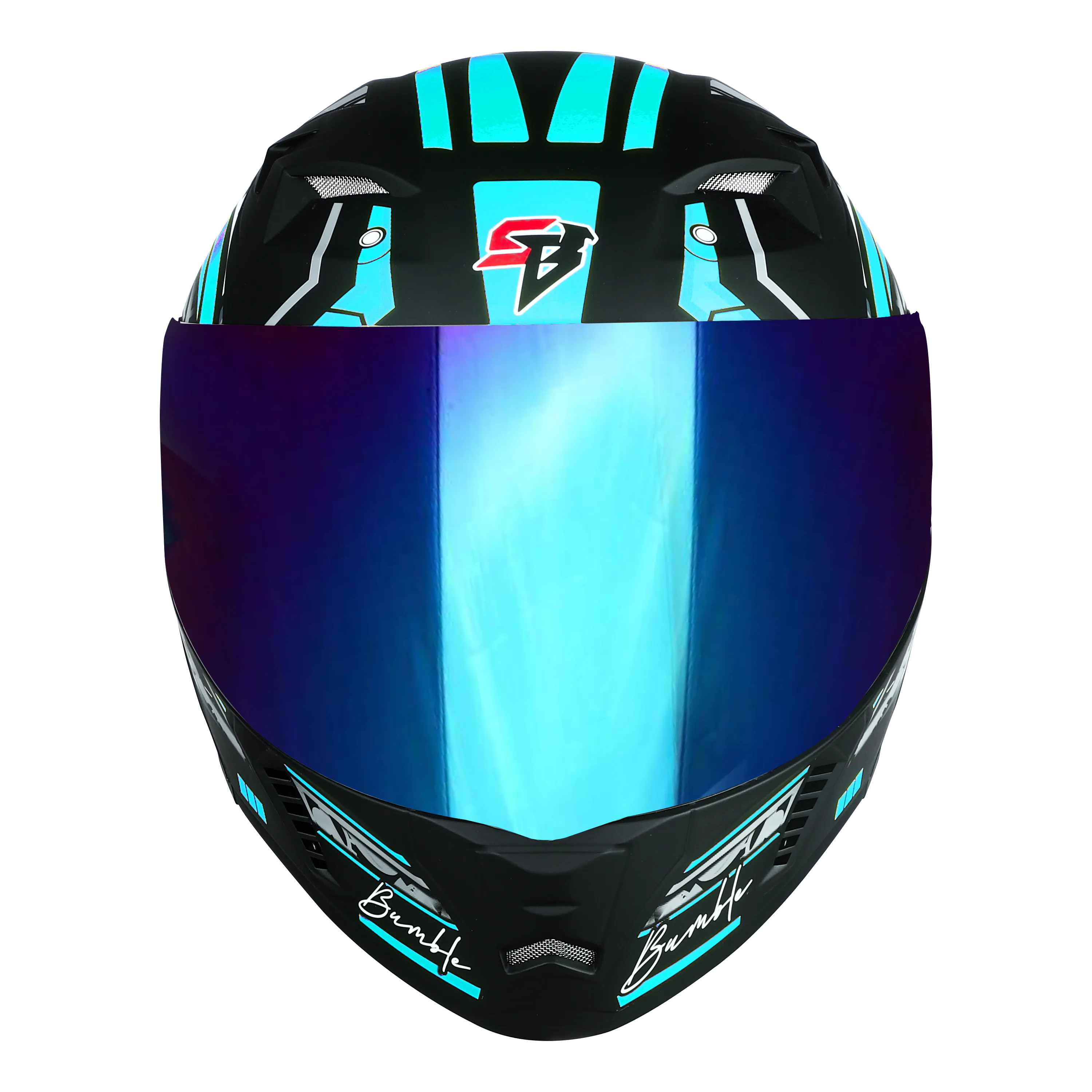 STEELBIRD Sba 20 Iss Bumble Glossy Black Jazz Blue Full Face Helmet