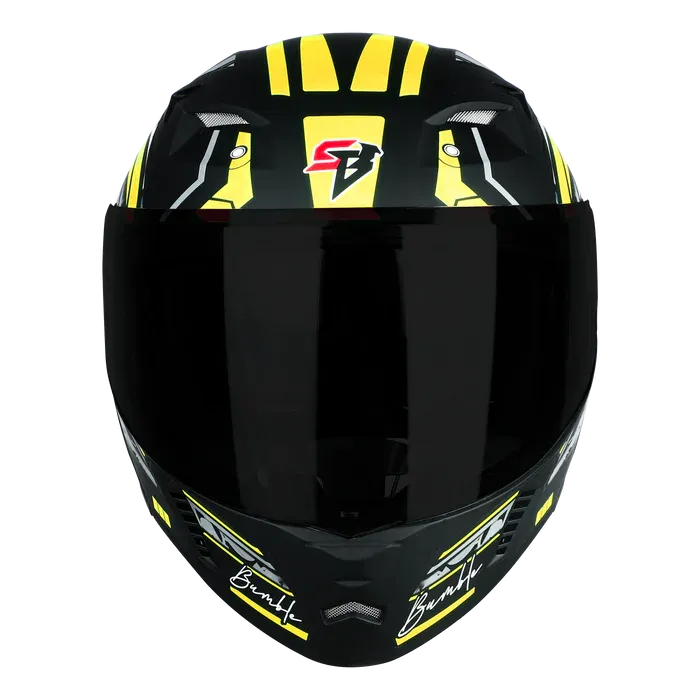 STEELBIRD Sba 20 Iss Bumble Glossy Black Neon Full Face Helmet