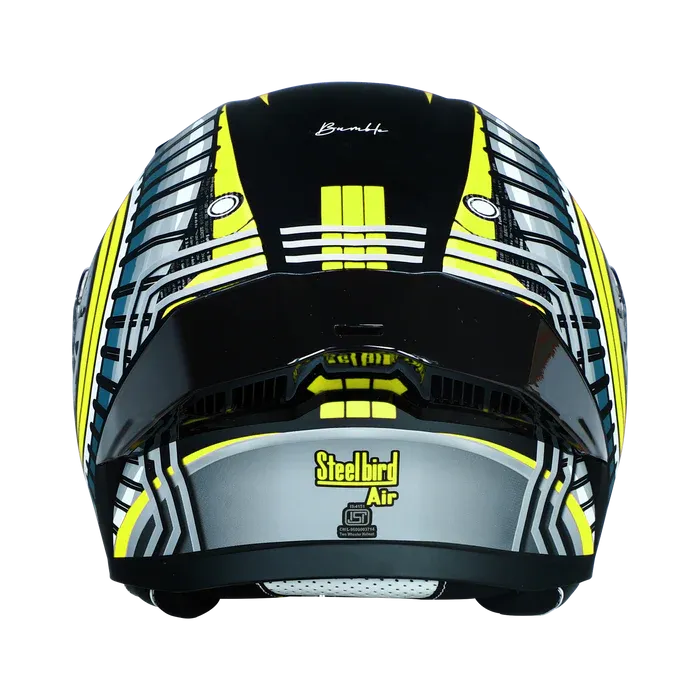 STEELBIRD Sba 20 Iss Bumble Glossy Black Neon Full Face Helmet