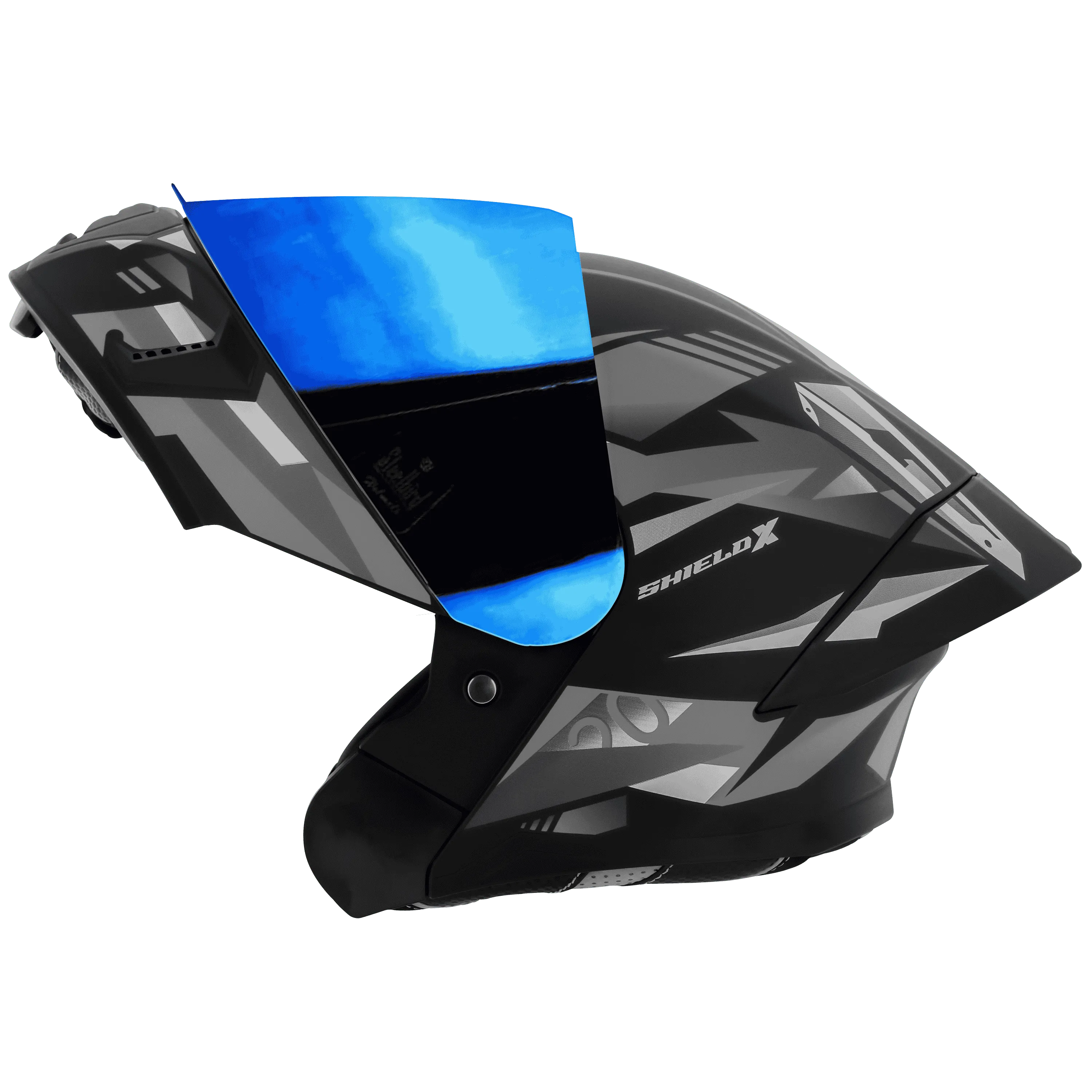 STEELBIRD Sba 20 Shield X Glossy Black Grey Flip Up Helmet