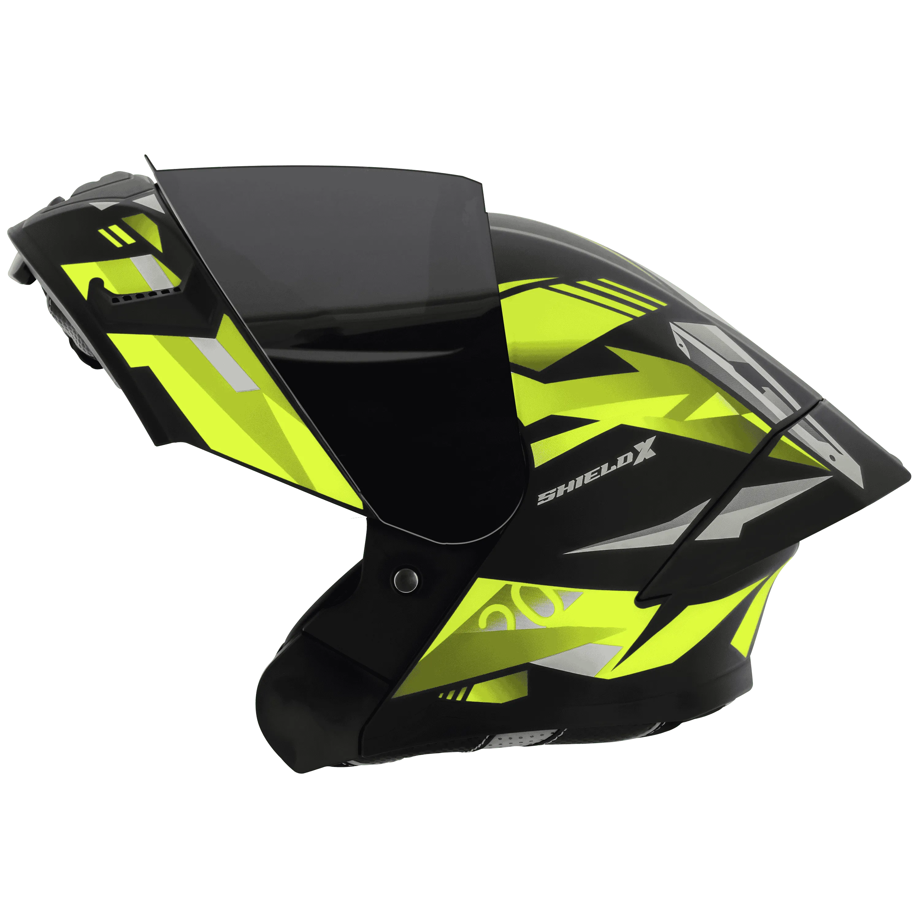 STEELBIRD Sba 20 Shield X Glossy Black Neon Full Face Helmet