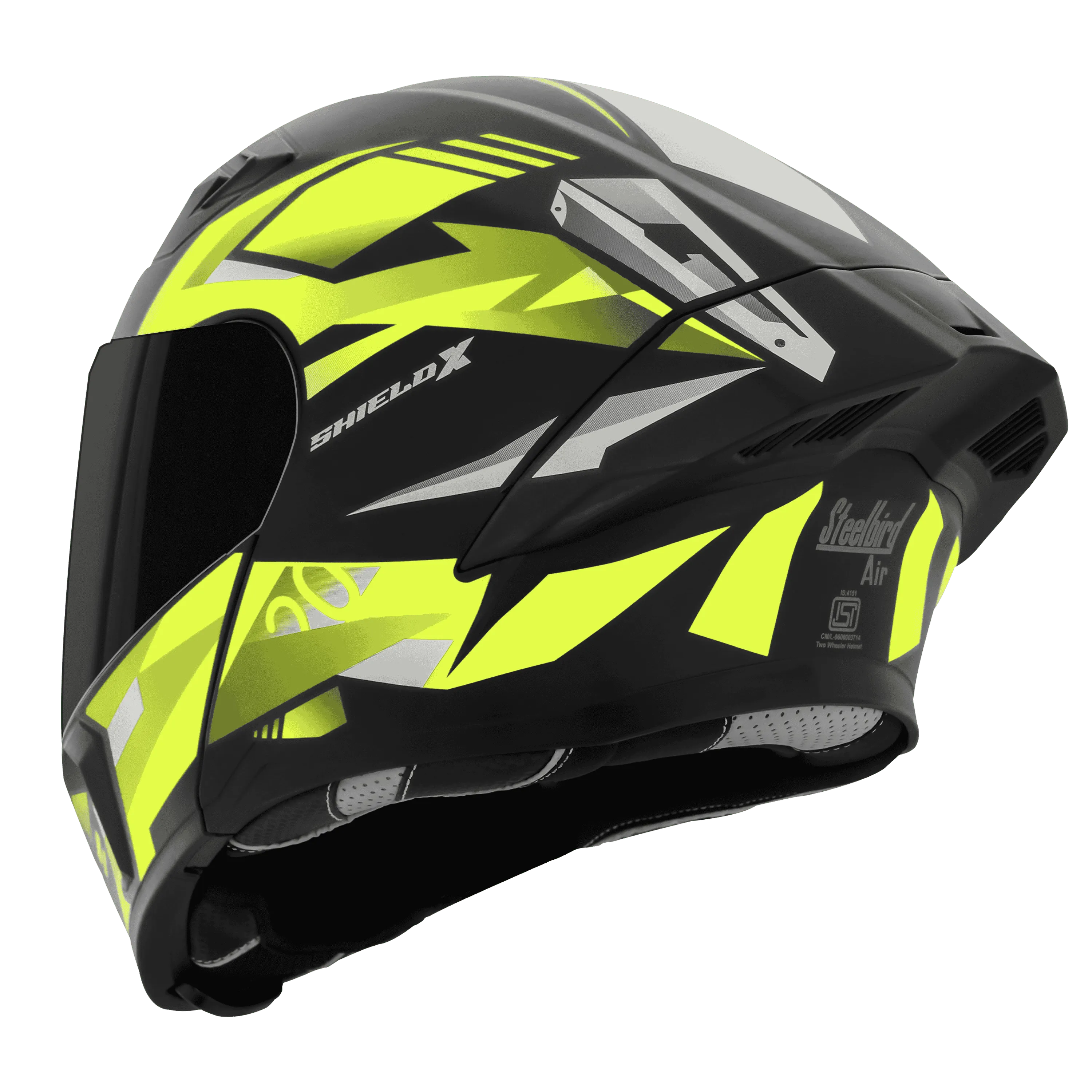 STEELBIRD Sba 20 Shield X Glossy Black Neon Full Face Helmet