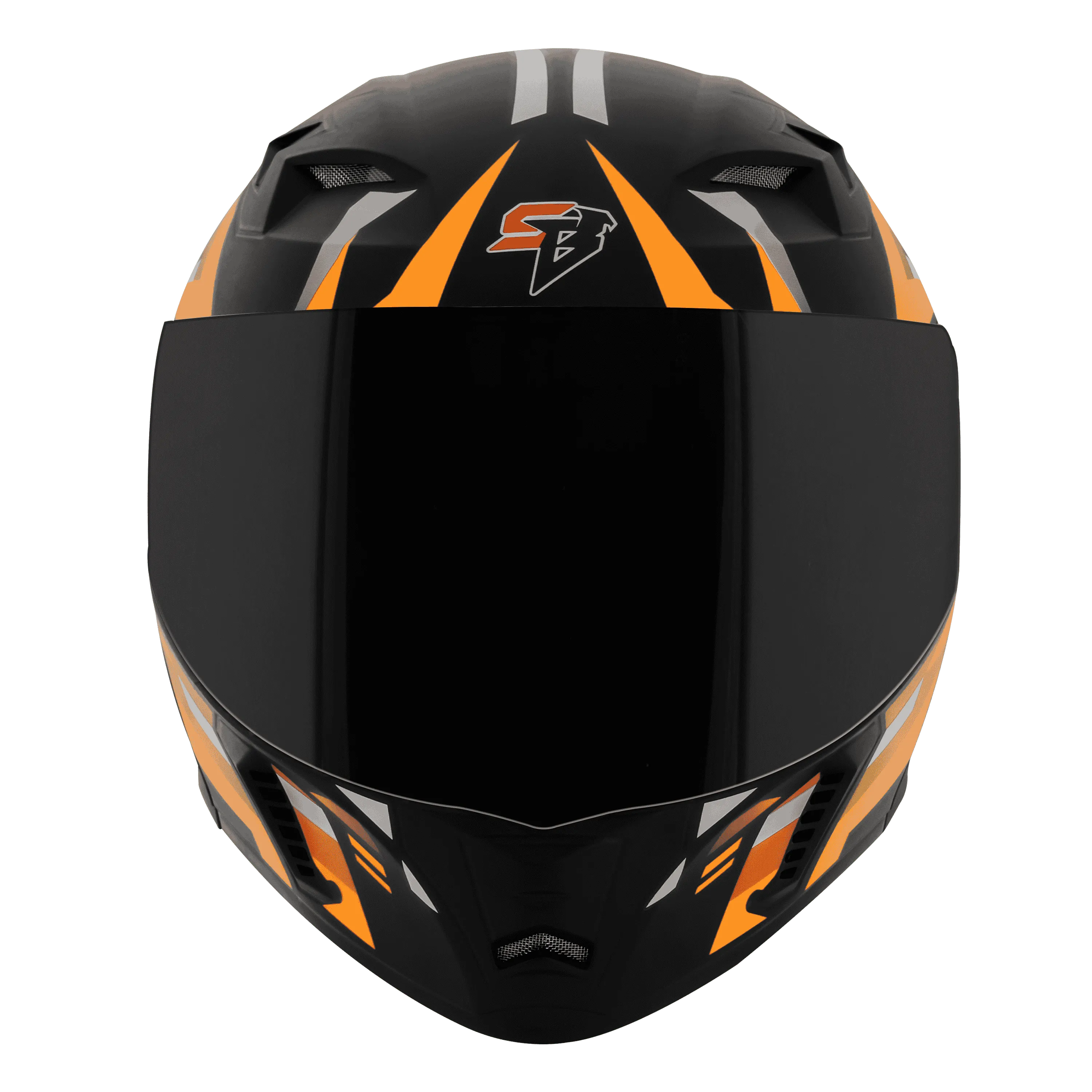 STEELBIRD Sba 20 Shield X Glossy Black Orange Flip Up Helmet