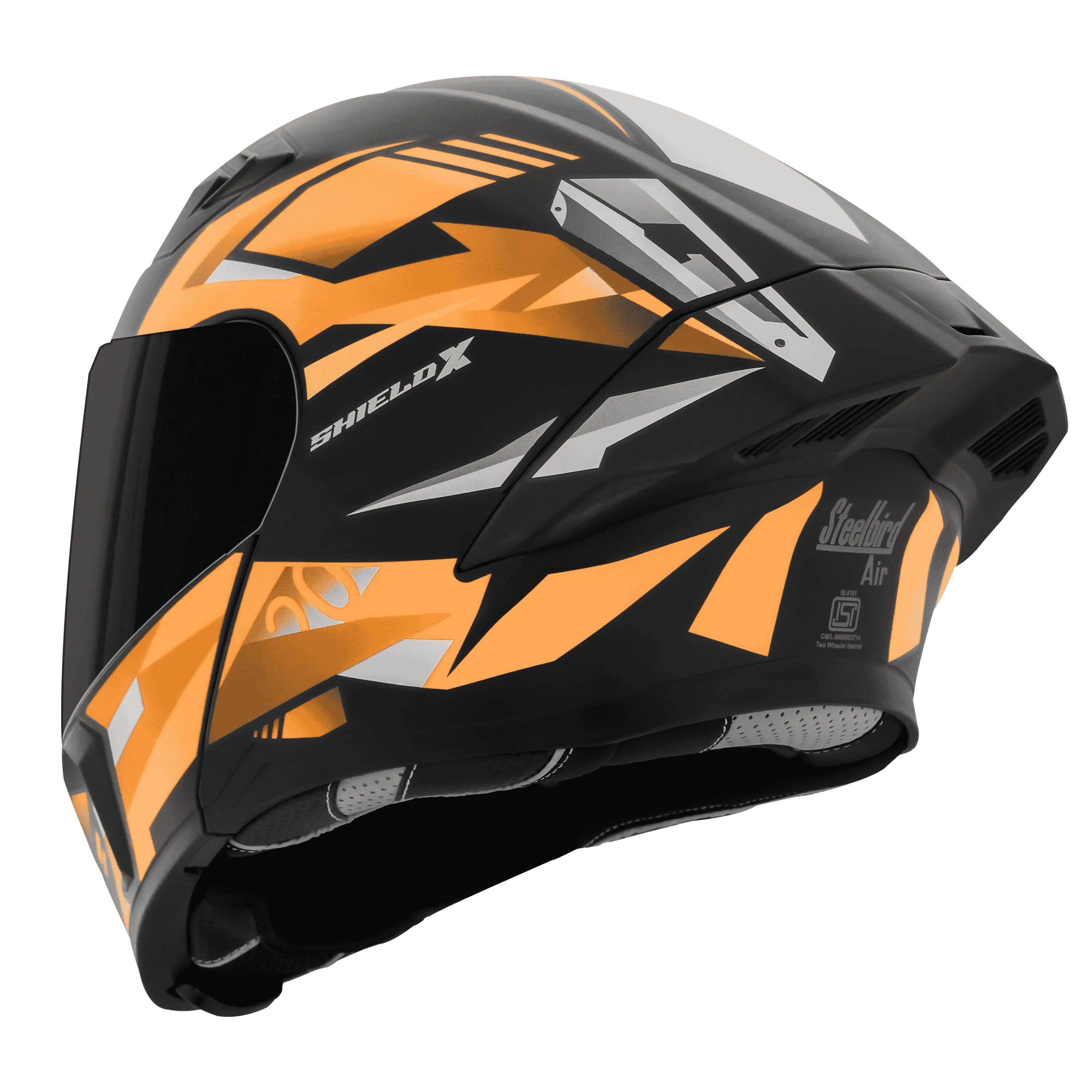 STEELBIRD Sba 20 Shield X Glossy Black Orange Flip Up Helmet