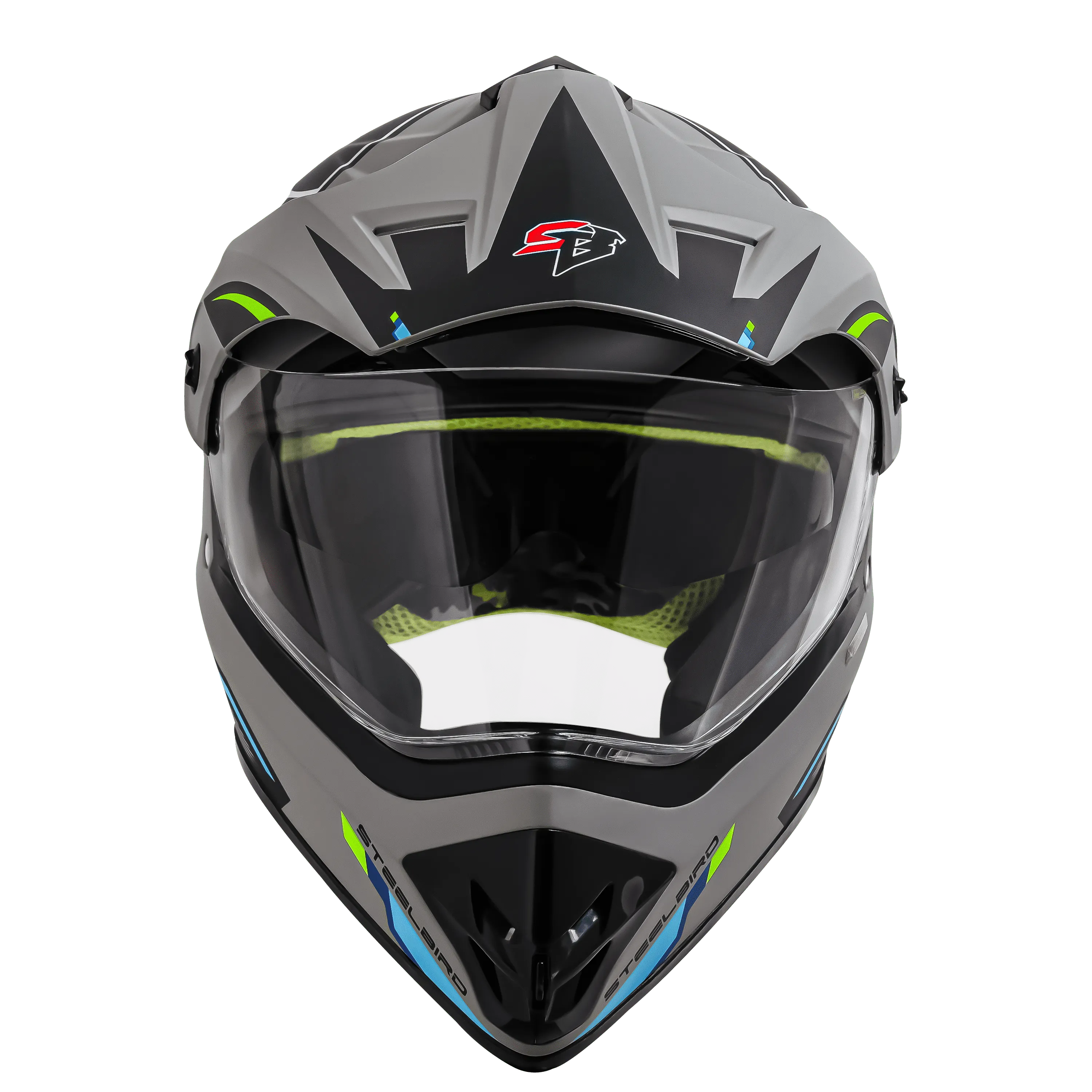 STEELBIRD Sbh 13 Racer Grey Green Full Face Helmet