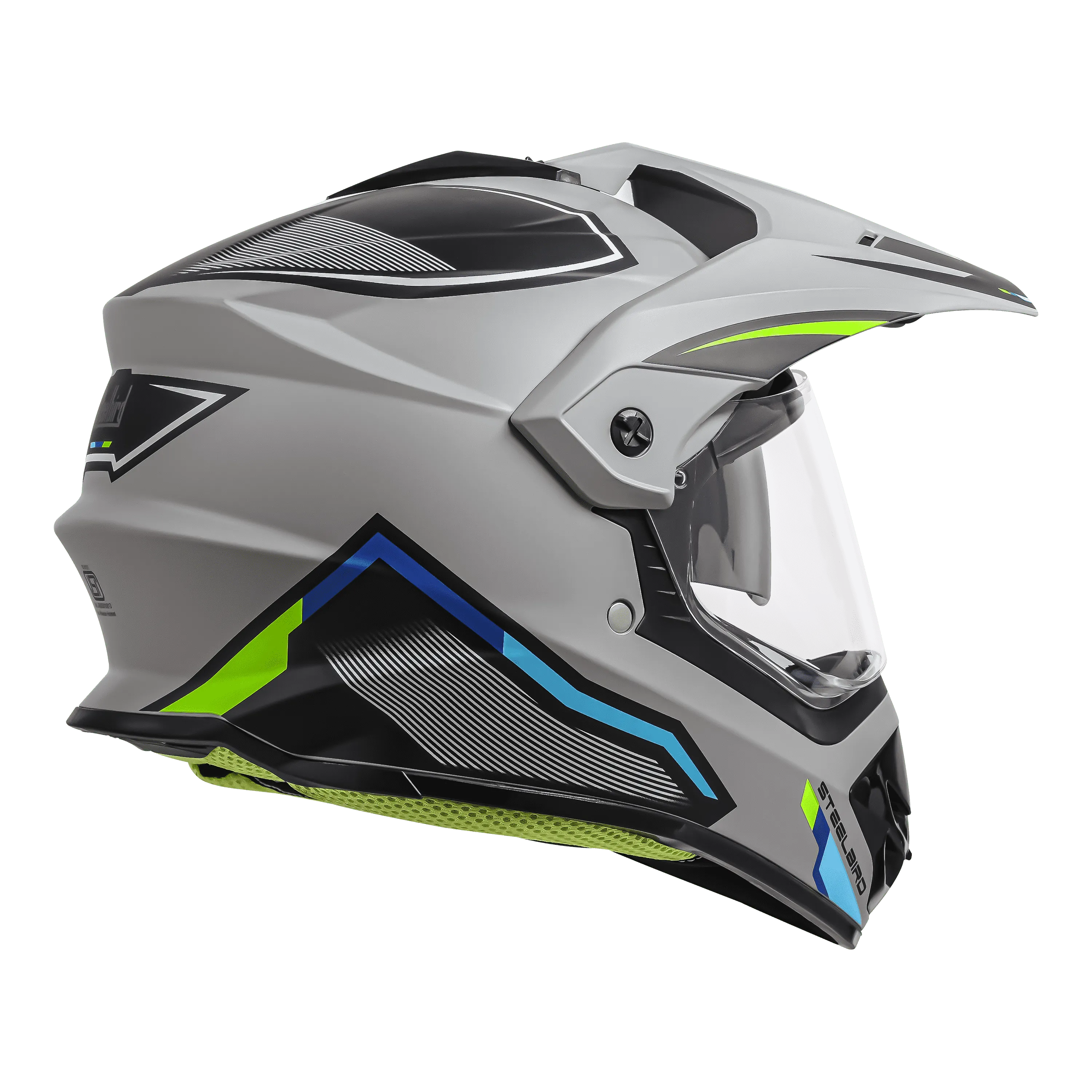 STEELBIRD Sbh 13 Racer Grey Green Full Face Helmet