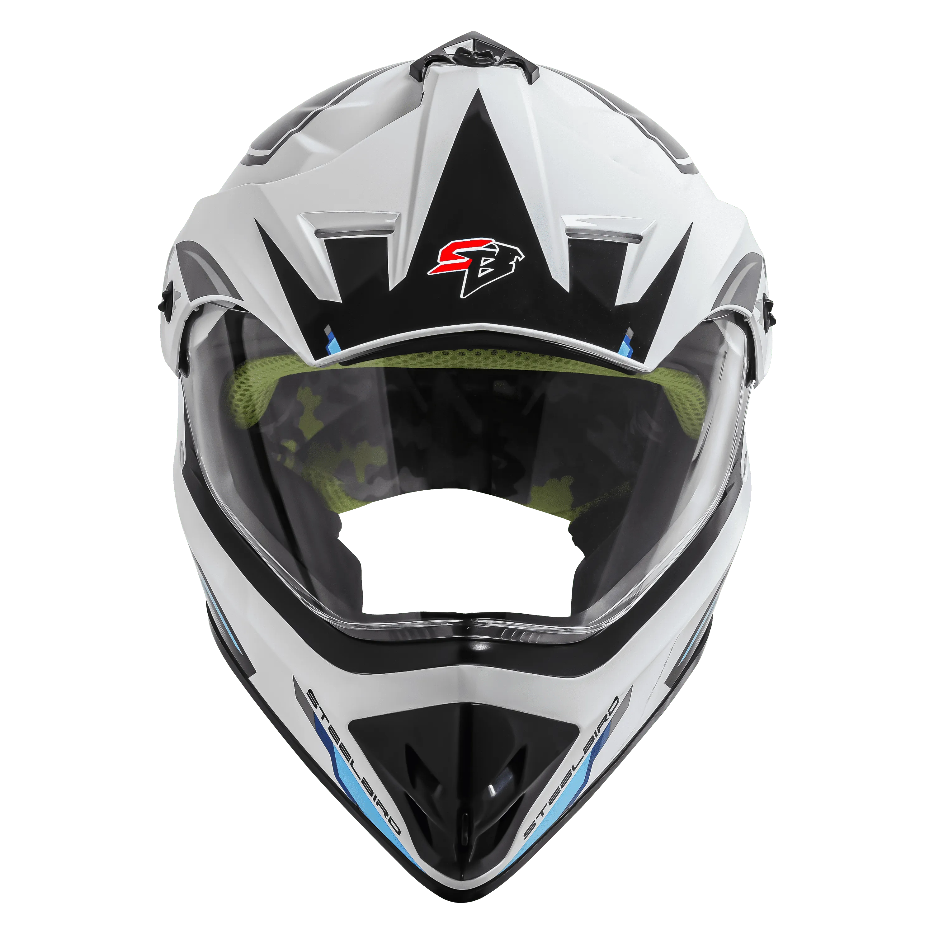 STEELBIRD Sbh 13 Racer White Grey Off Road Helmet