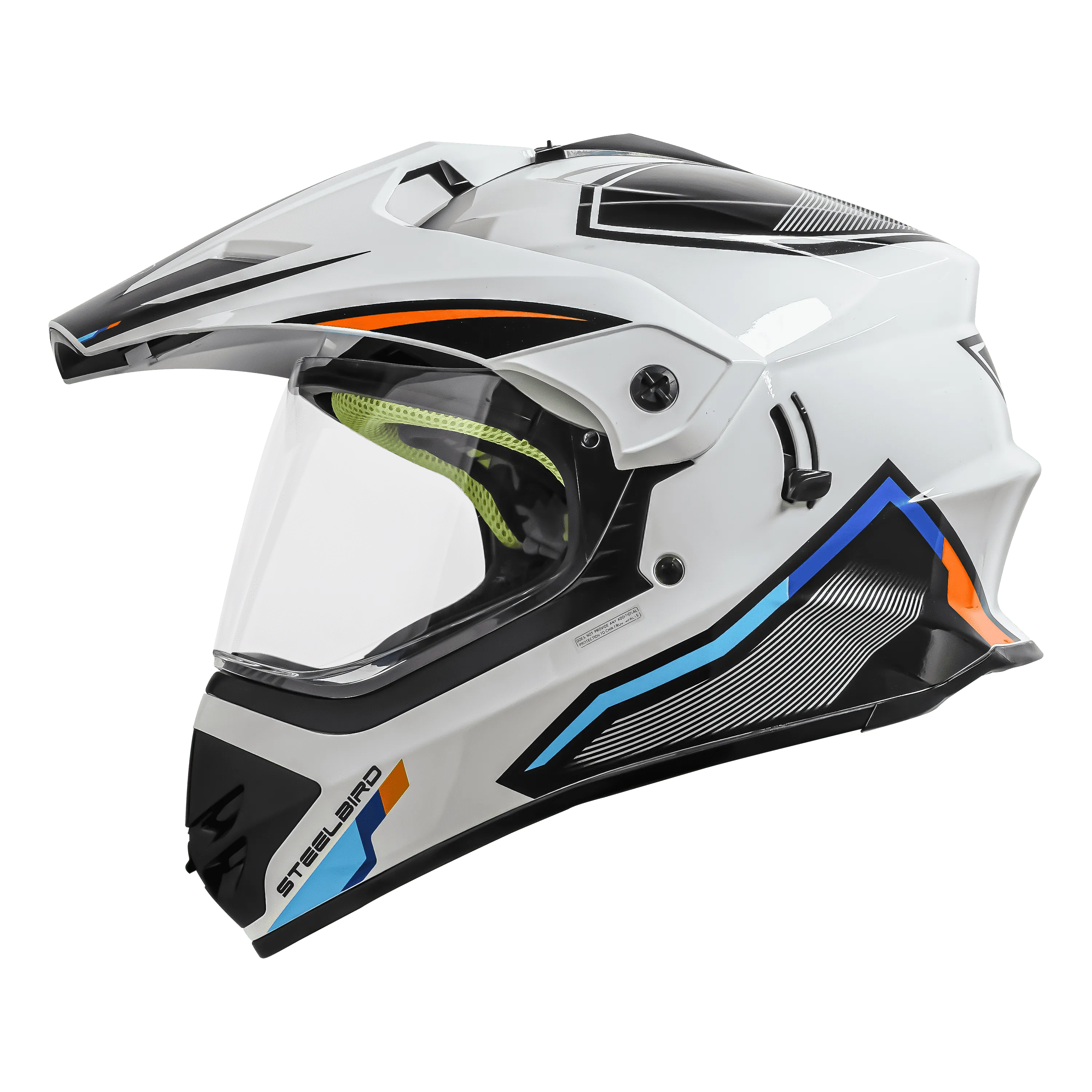 STEELBIRD Sbh 13 Racer White Orange Off Road Helmet