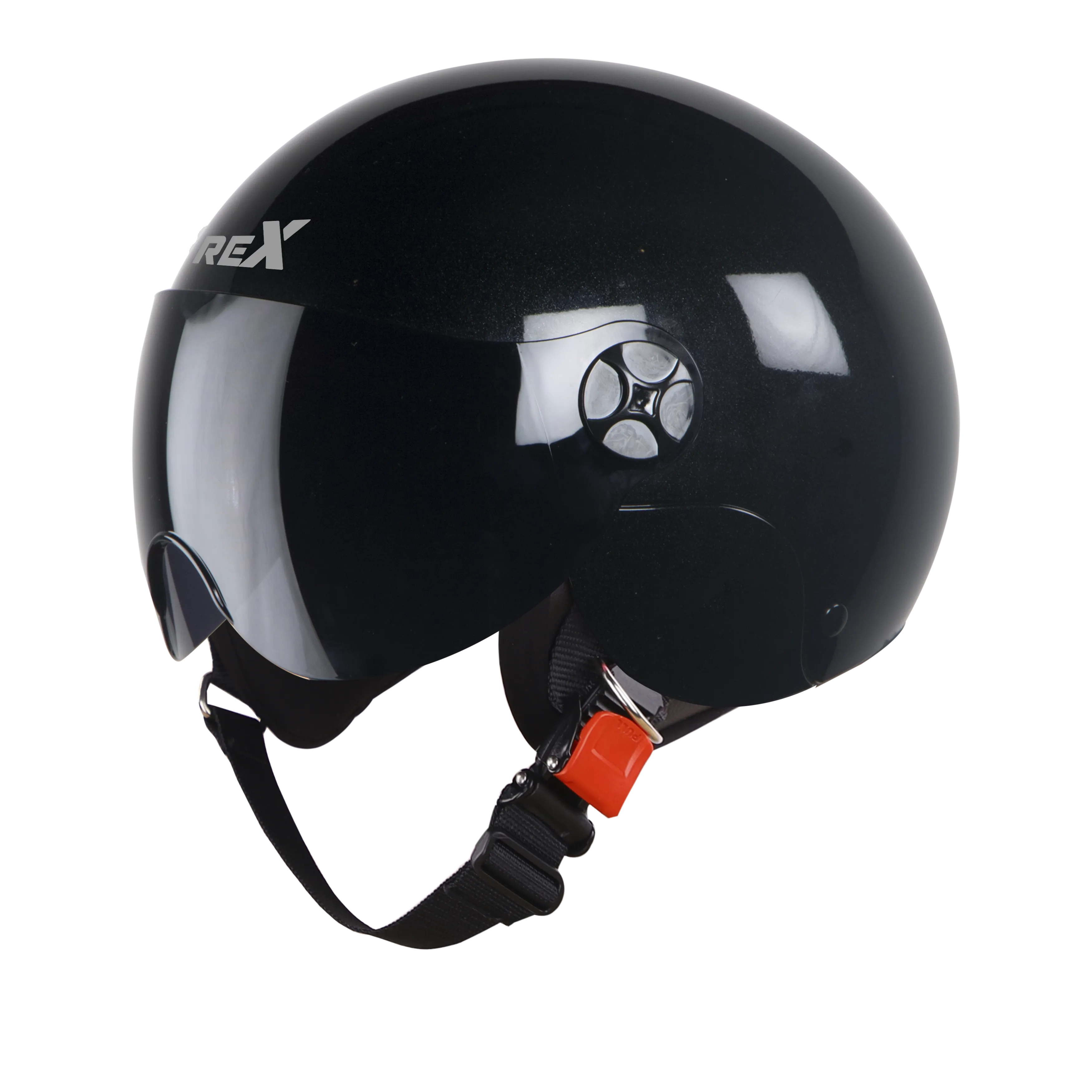 STEELBIRD Sbh 16 Rex Glossy Black Half Face Helmet