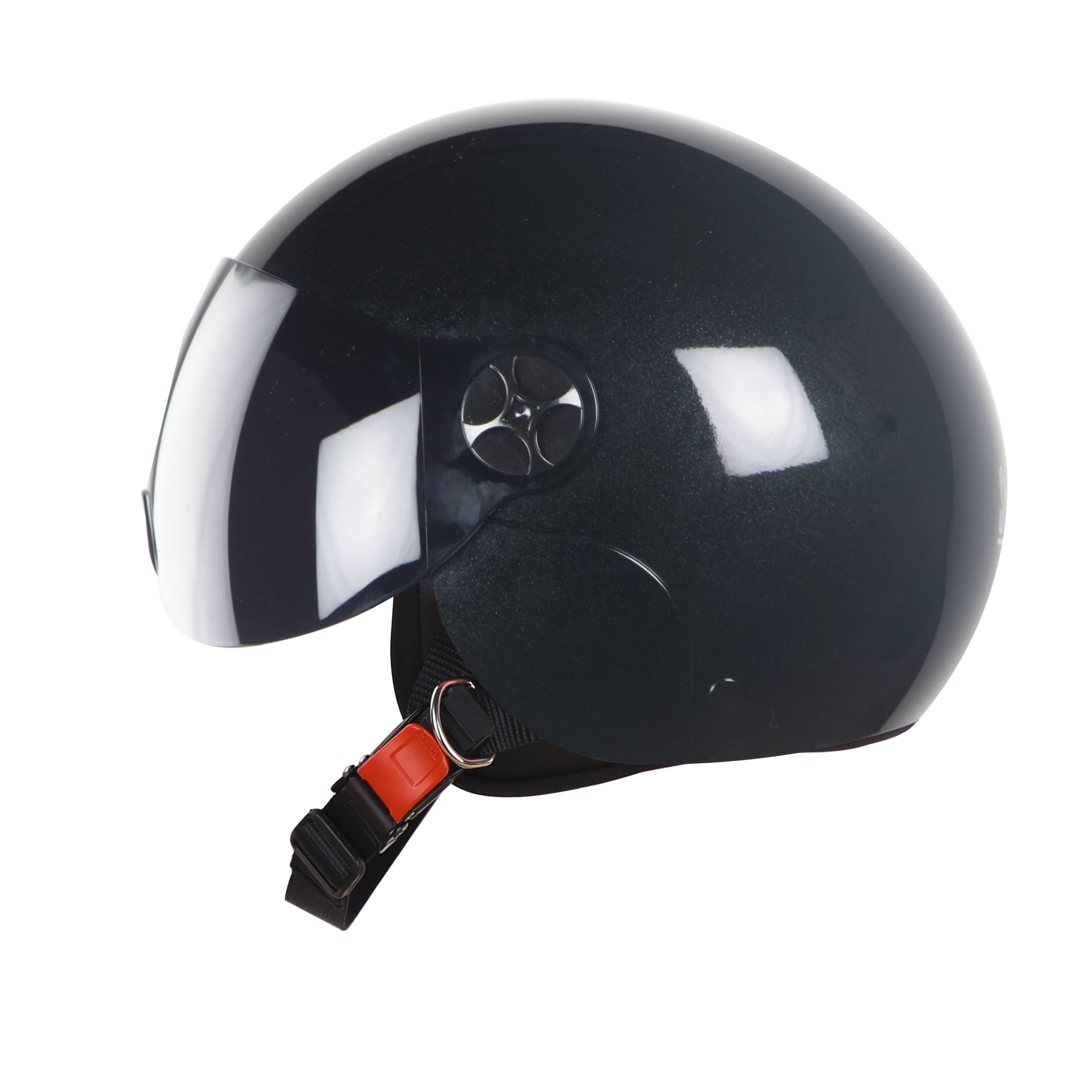 STEELBIRD Sbh 16 Rex Glossy Black Half Face Helmet