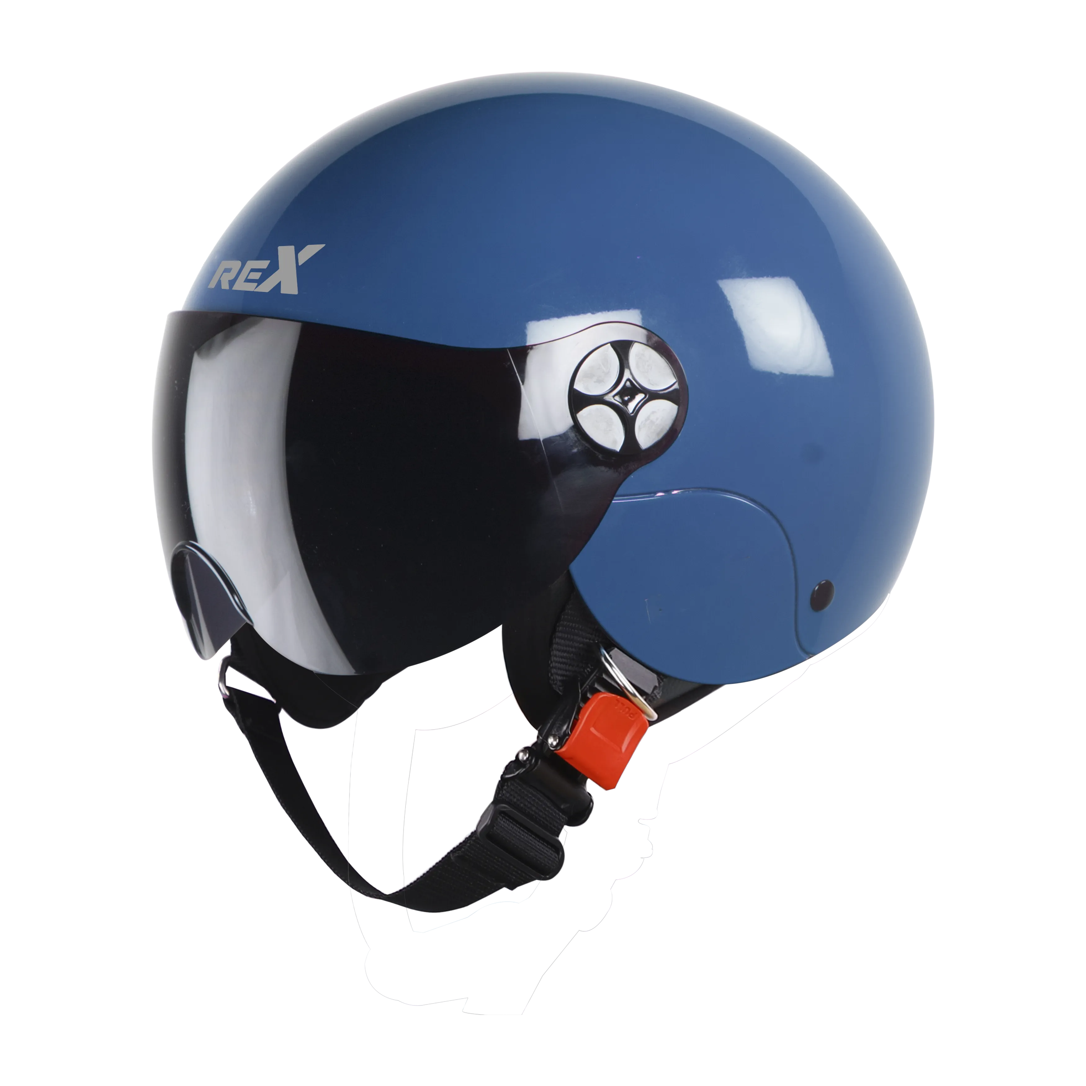STEELBIRD Sbh 16 Rex Glossy Blue Half Face Helmet
