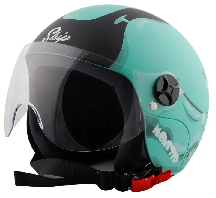 STEELBIRD Sbh 16 Skip Toad Grn Blk Half Face Helmet