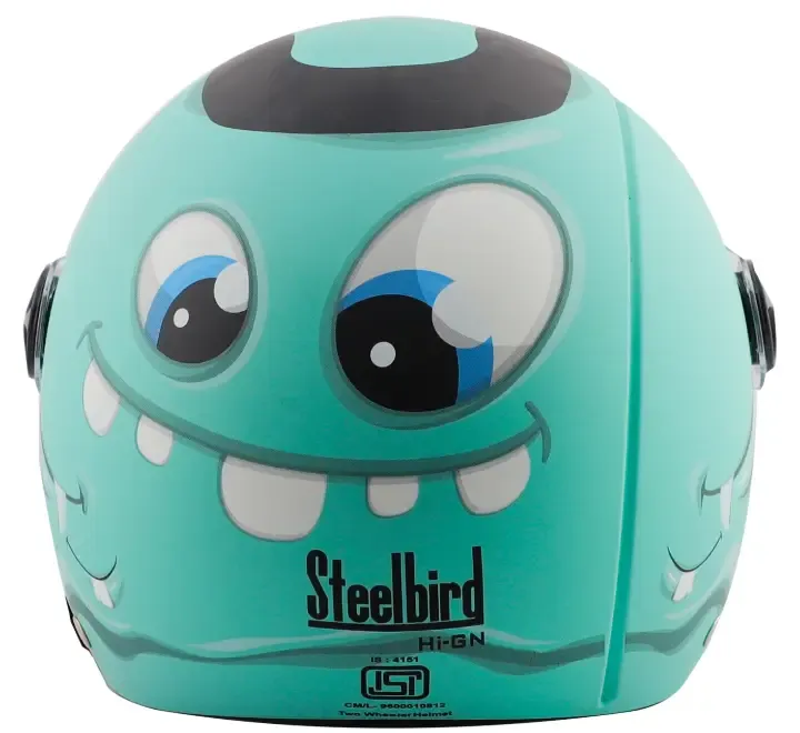 STEELBIRD Sbh 16 Skip Toad Grn Blk Half Face Helmet