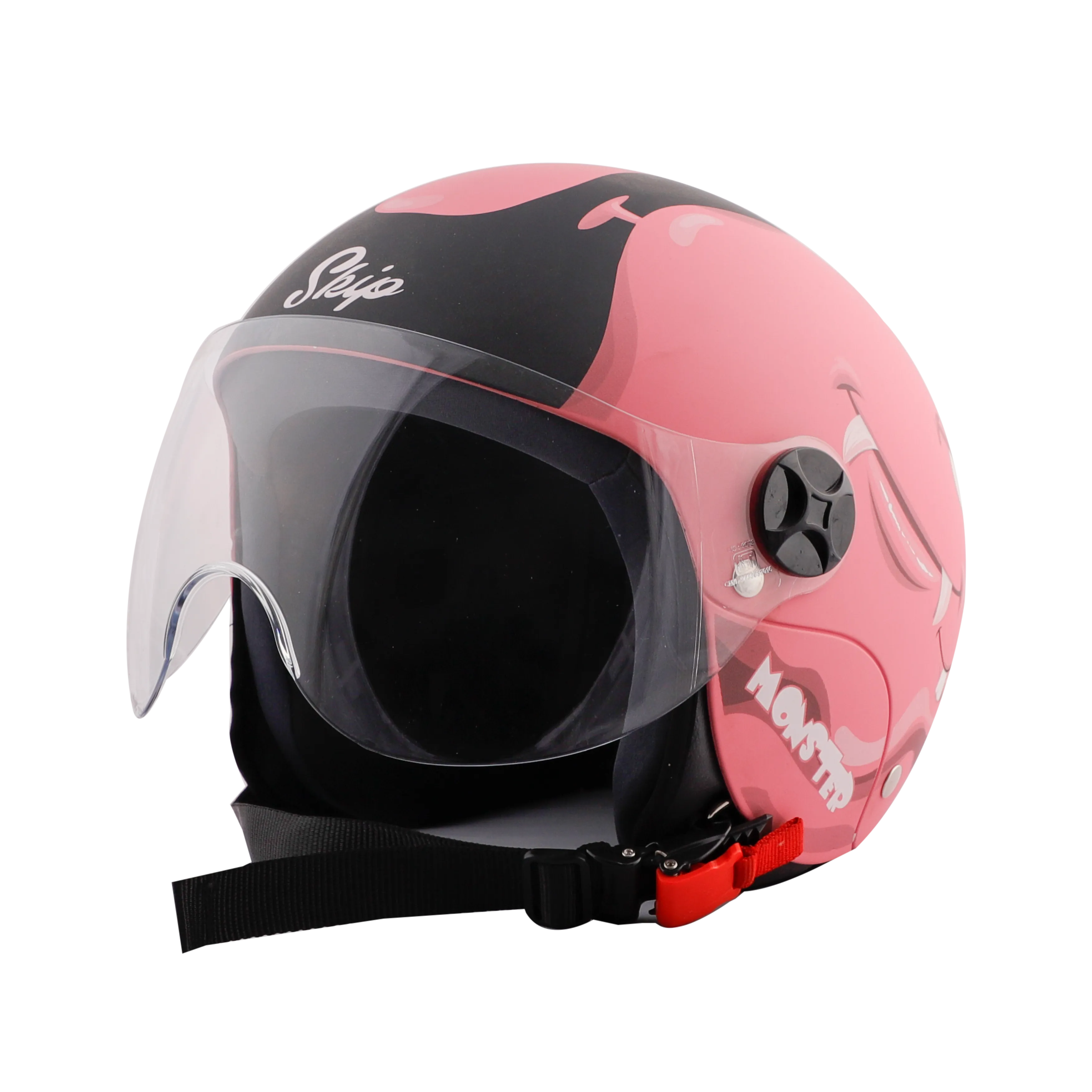 STEELBIRD Sbh 16 Toad Pink Black Md Half Face Helmet
