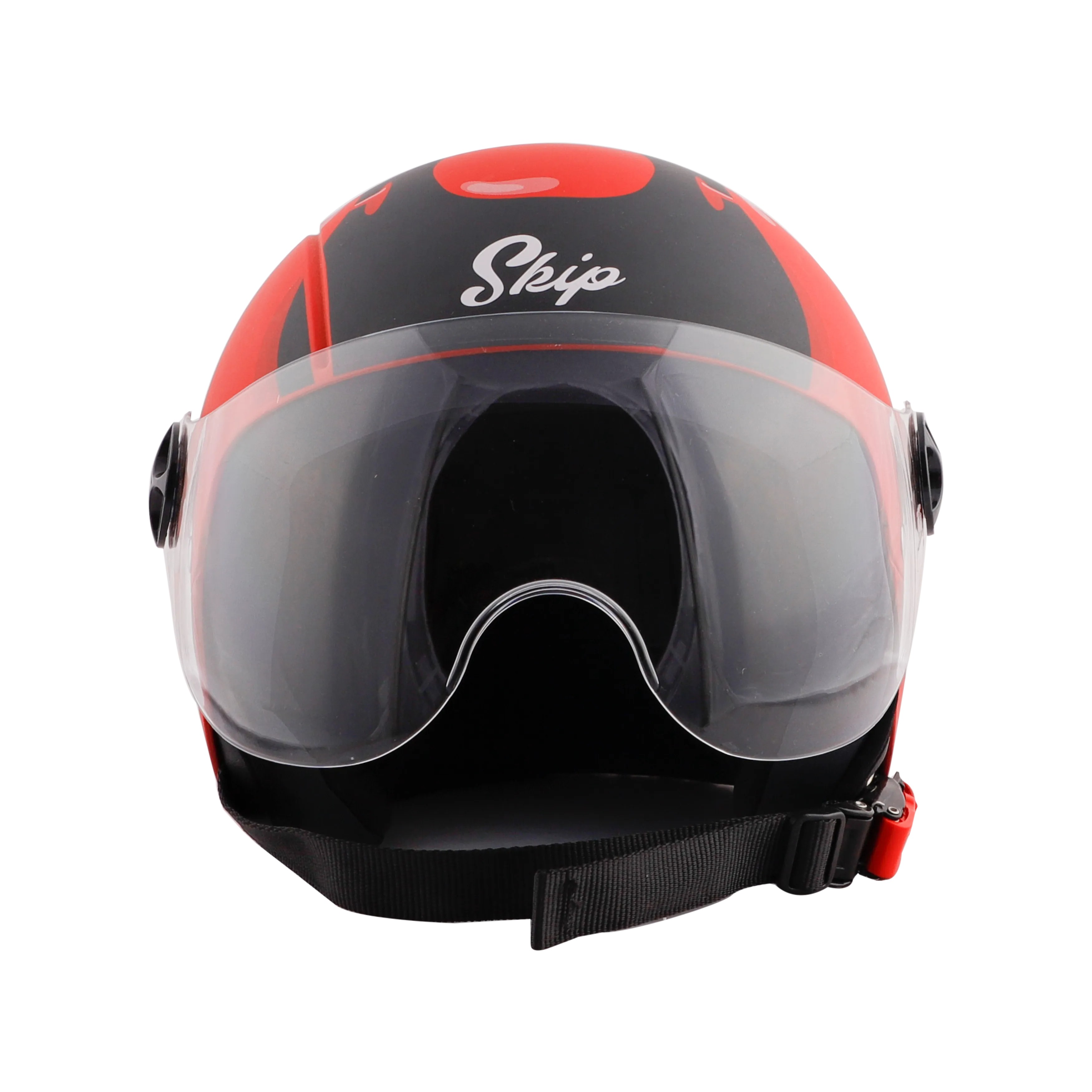 STEELBIRD Sbh 16 Toad Red Black Half Face Helmet