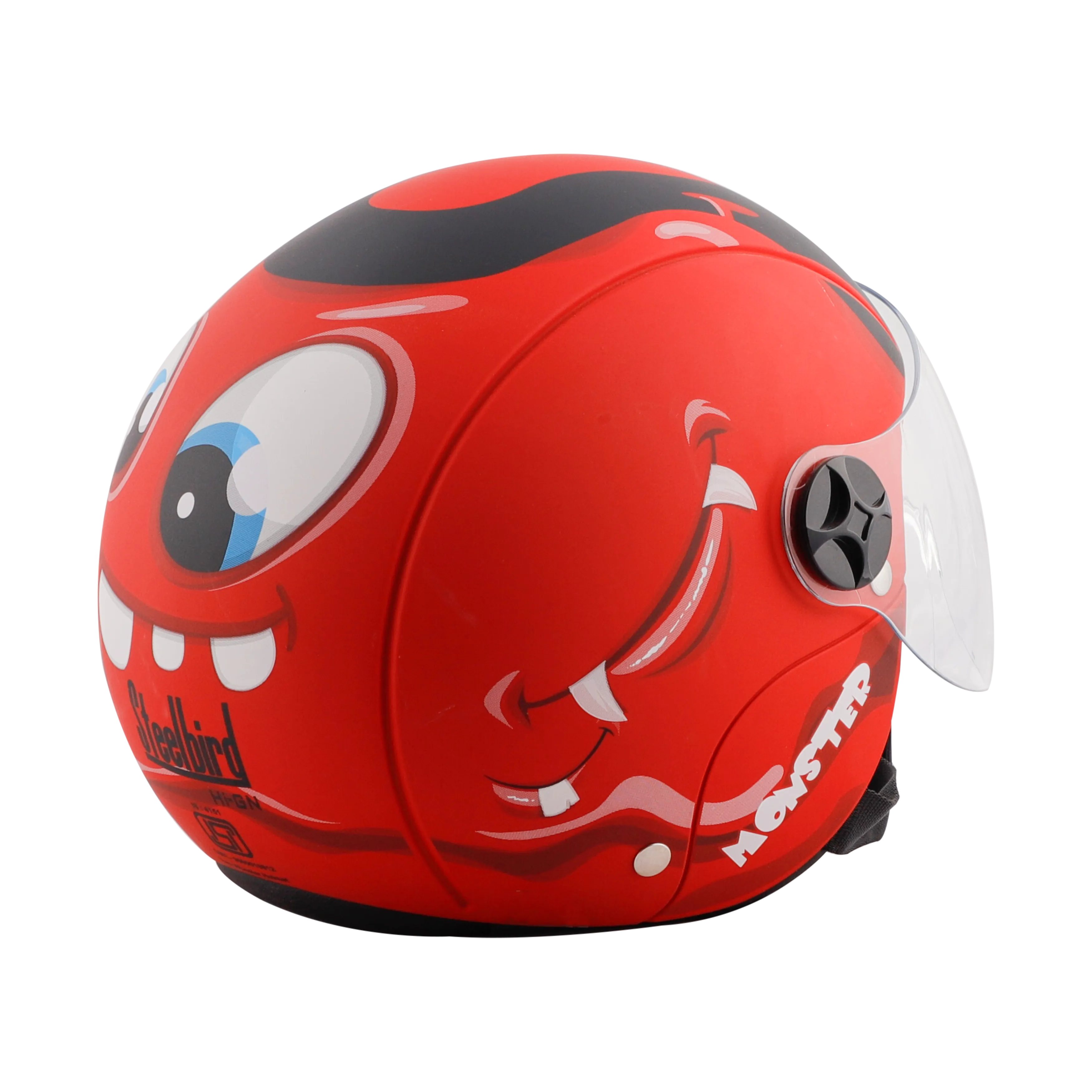 STEELBIRD Sbh 16 Toad Red Black Half Face Helmet