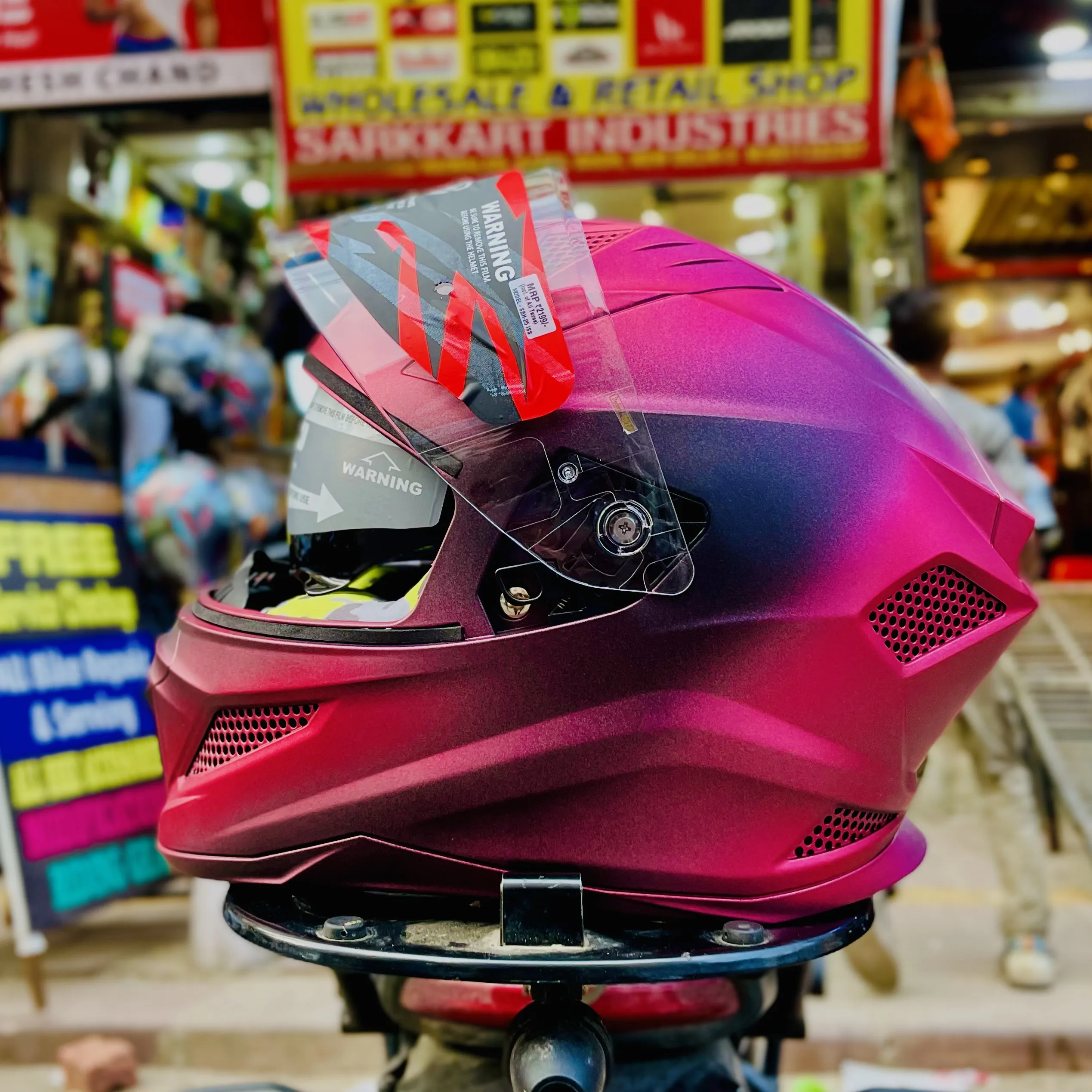STEELBIRD Sbh 25 Breeze On Ombire Glsy Blk M Pink Half Face Helmet