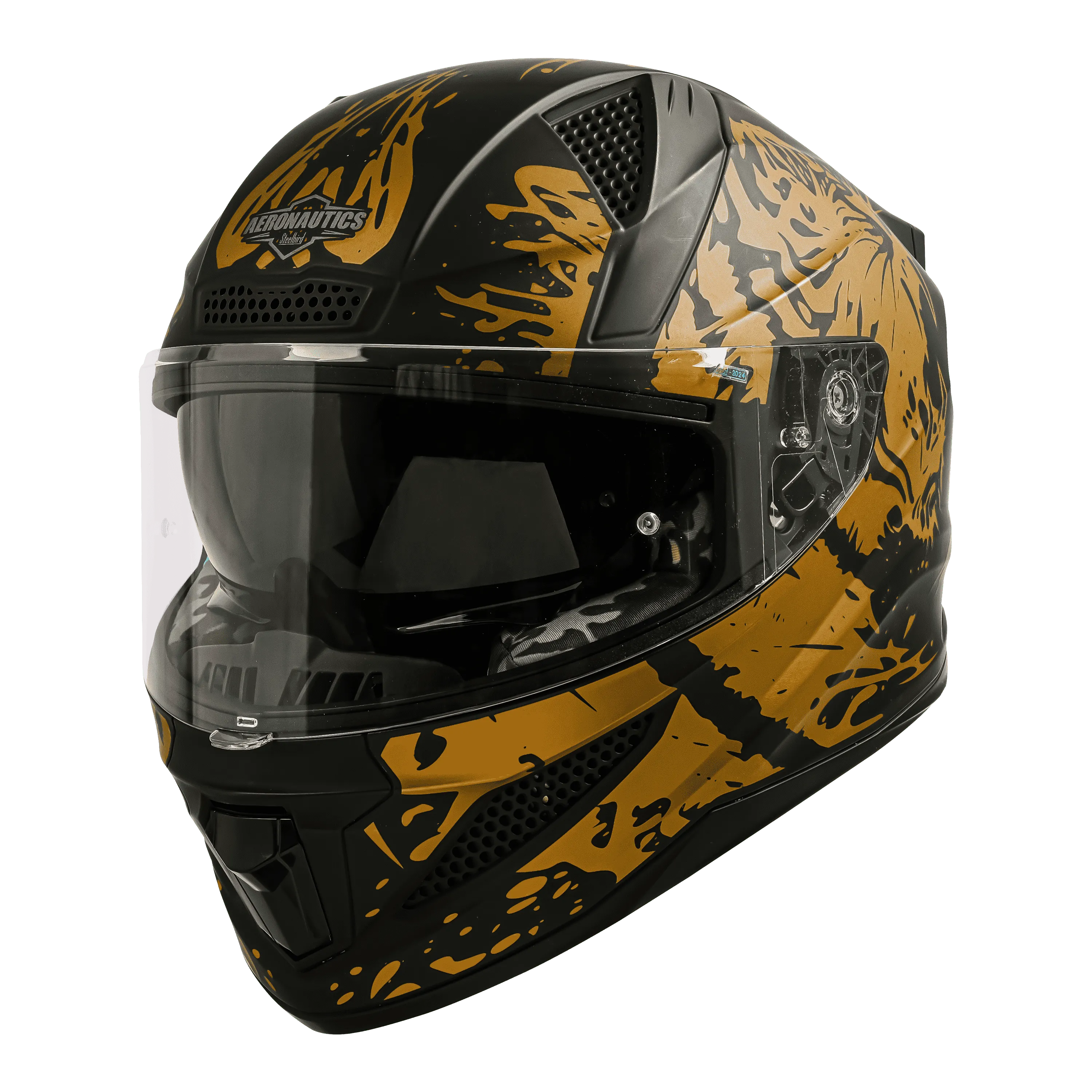 STEELBIRD Sbh 25 Tiger Black Gold Full Face Helmet