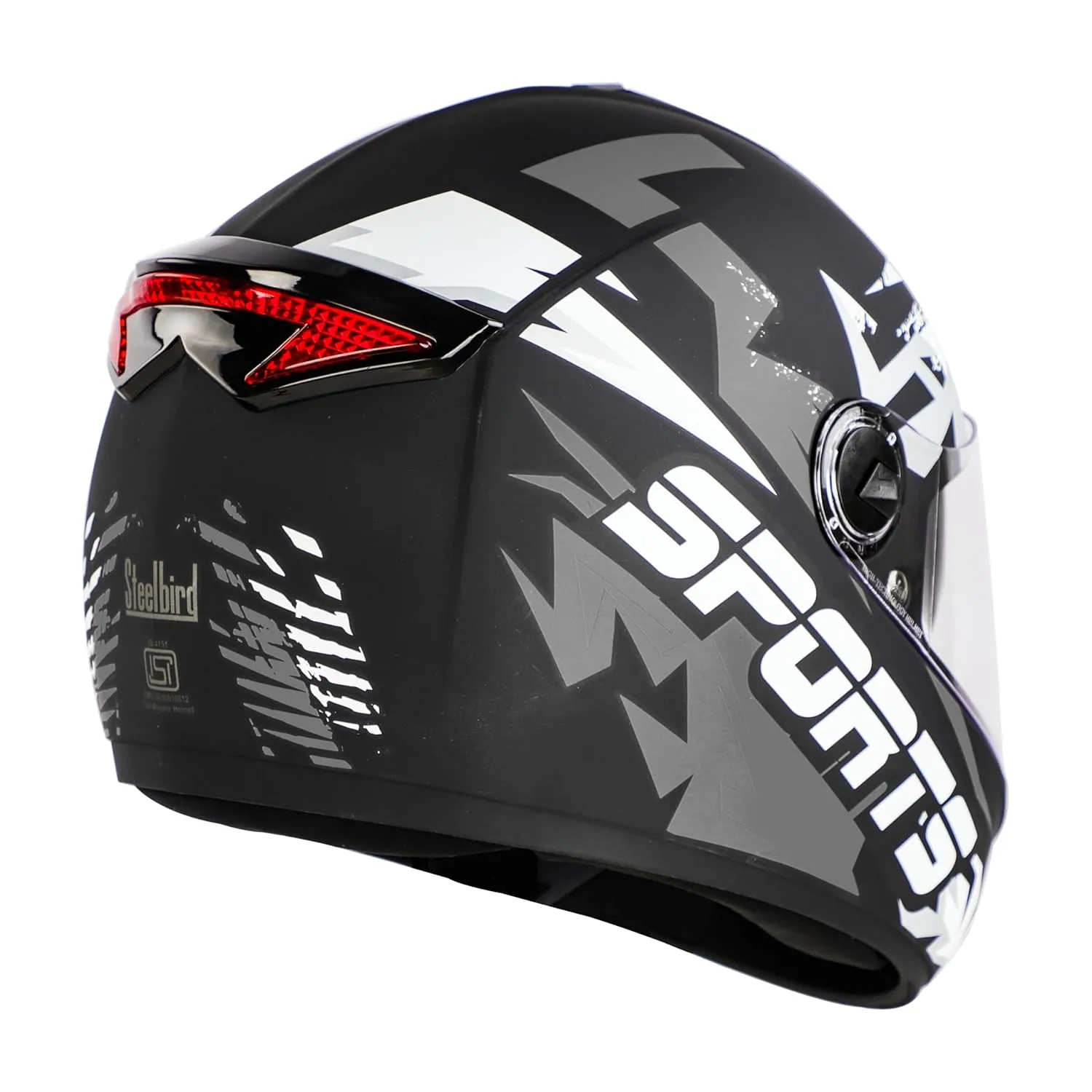 STEELBIRD Sbh 34 Iss R Sports Glsy Black Grey Full Face Helmet