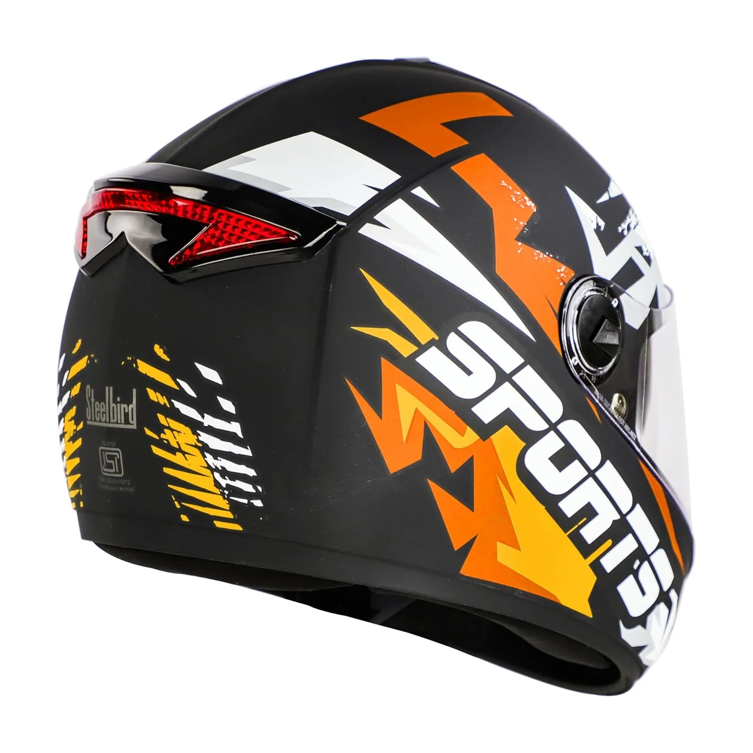 STEELBIRD Sbh 34 Iss R Sports Glsy Black Orange Full Face Helmet
