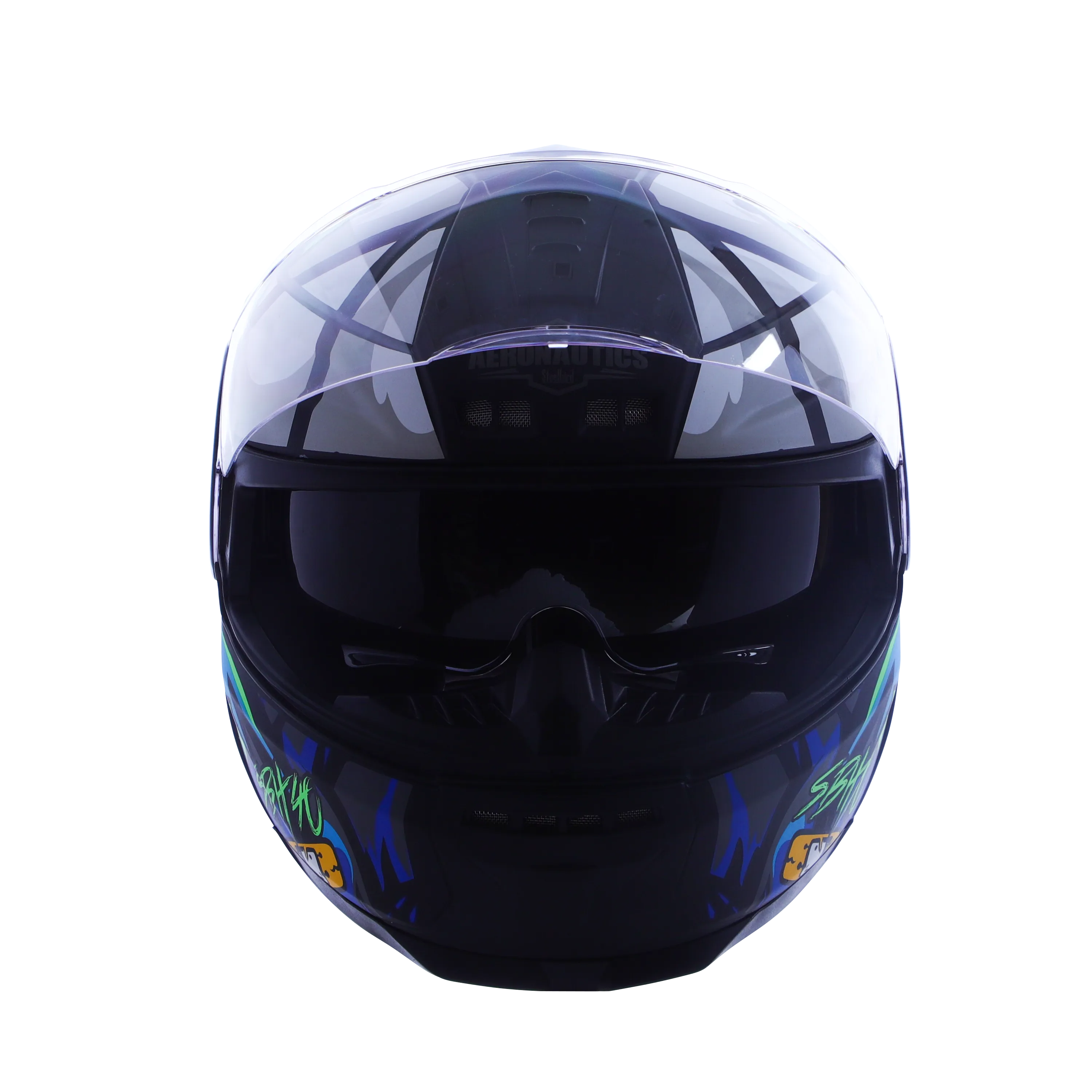 STEELBIRD Sbh 40 Issmecrazy Doe Glsy Blkblue 600Mm C Full Face Helmet