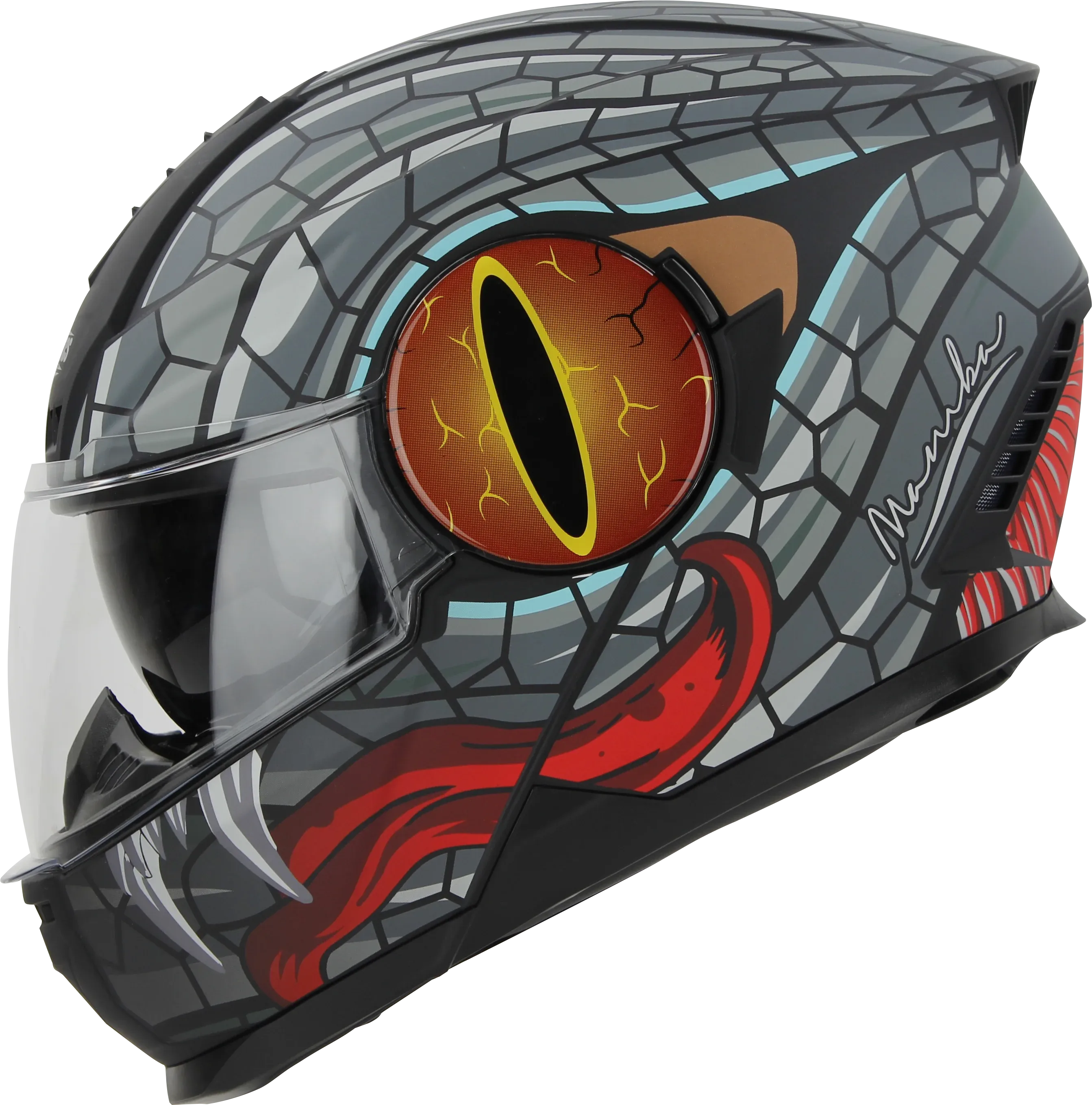 STEELBIRD Sbh 40 Iss Me Mamba Glossy Blkgrey 600Mm C Full Face Helmet