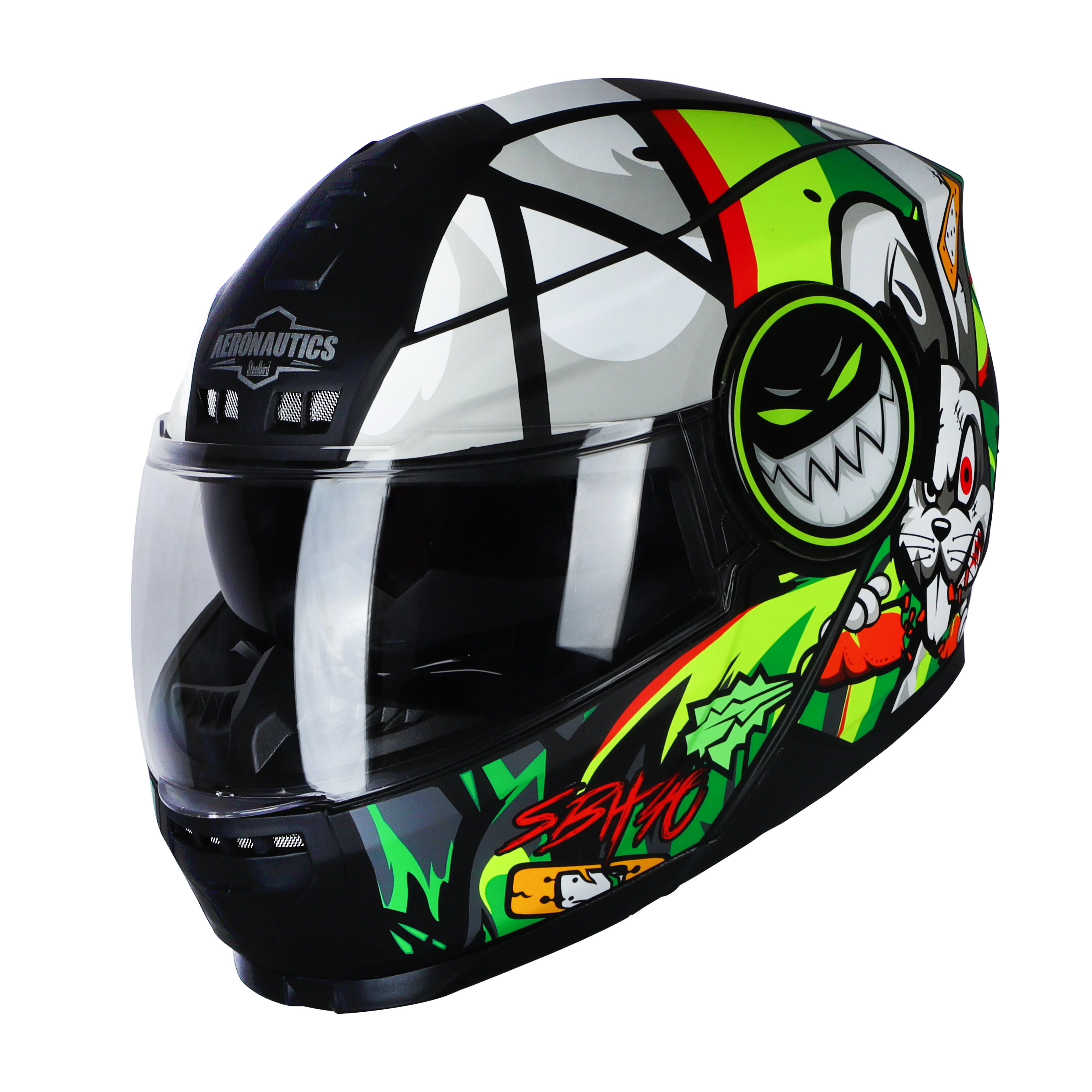 STEELBIRD Sbh 40Issmecrazy Doe Glsy Blkgreen 600Mm C Full Face Helmet