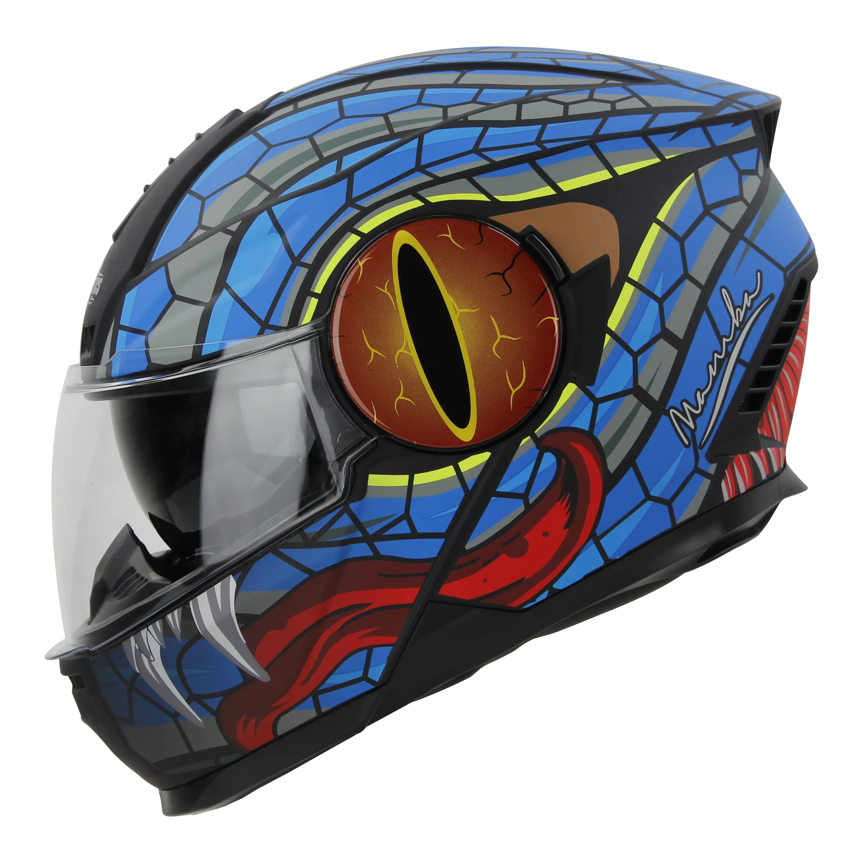STEELBIRD Sbh 40 Iss Memamba Glossy Blkblue 580Mm C Full Face Helmet