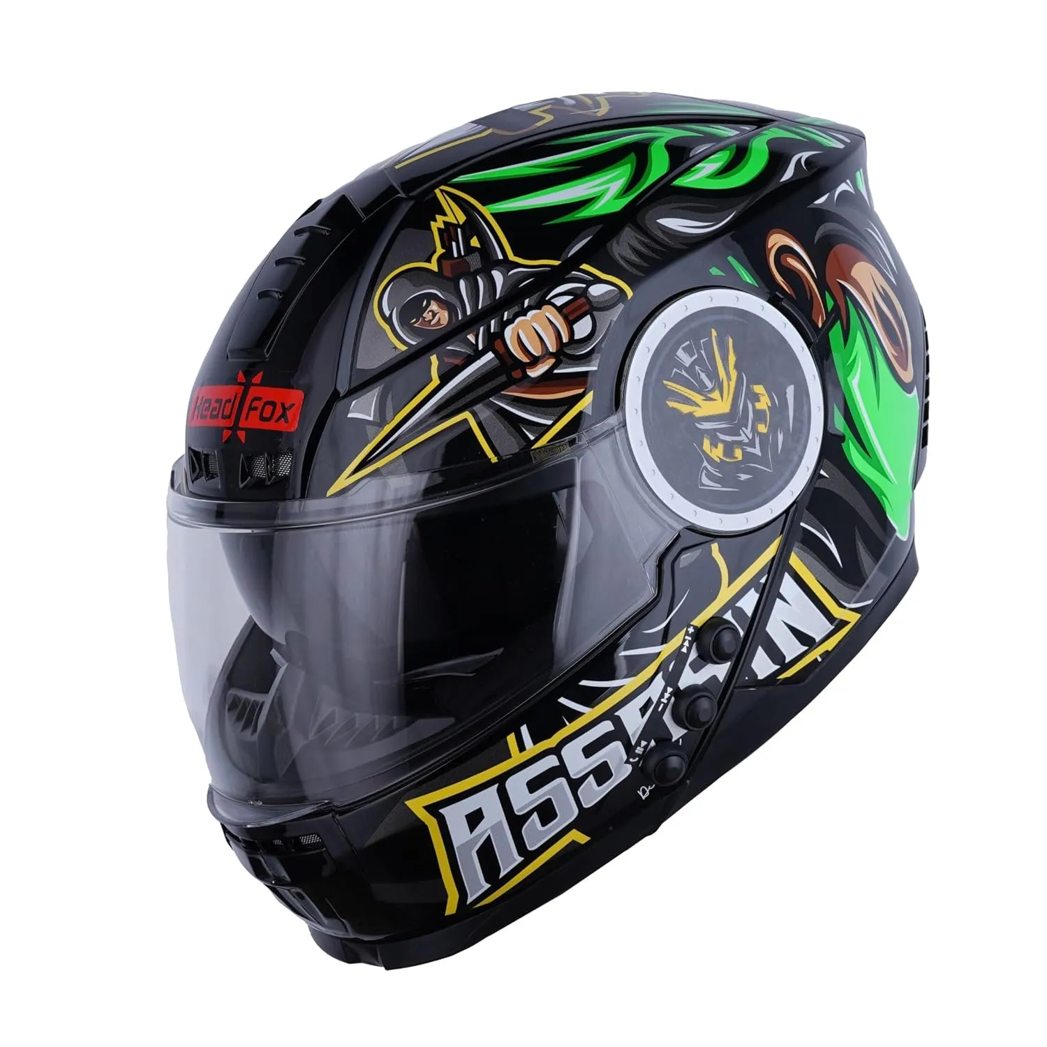 STEELBIRD Sbh 40 Iss Assasin Glsy Black Green Full Face Helmet