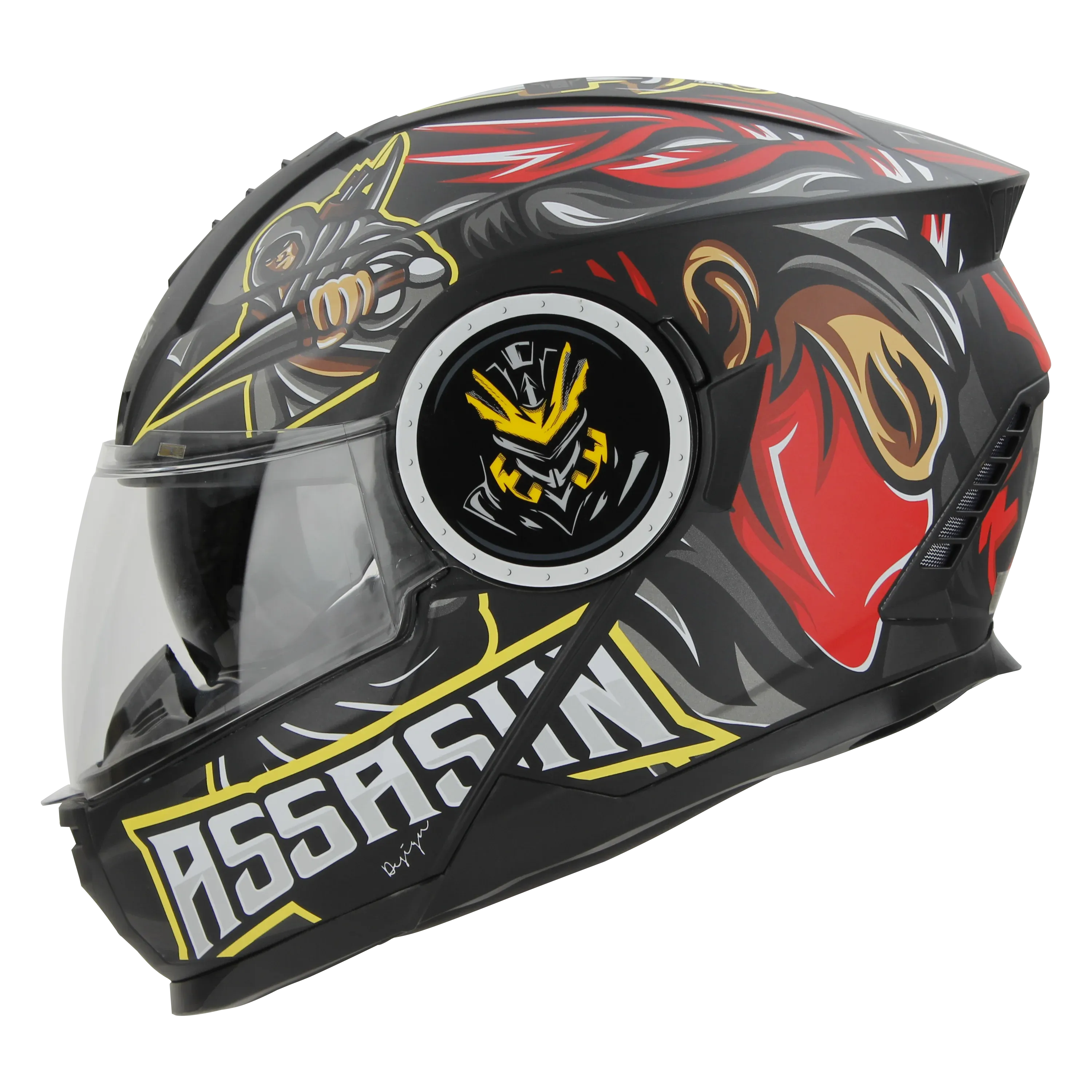 STEELBIRD Sbh 40 Iss Assasin Glsy Black Red Full Face Helmet
