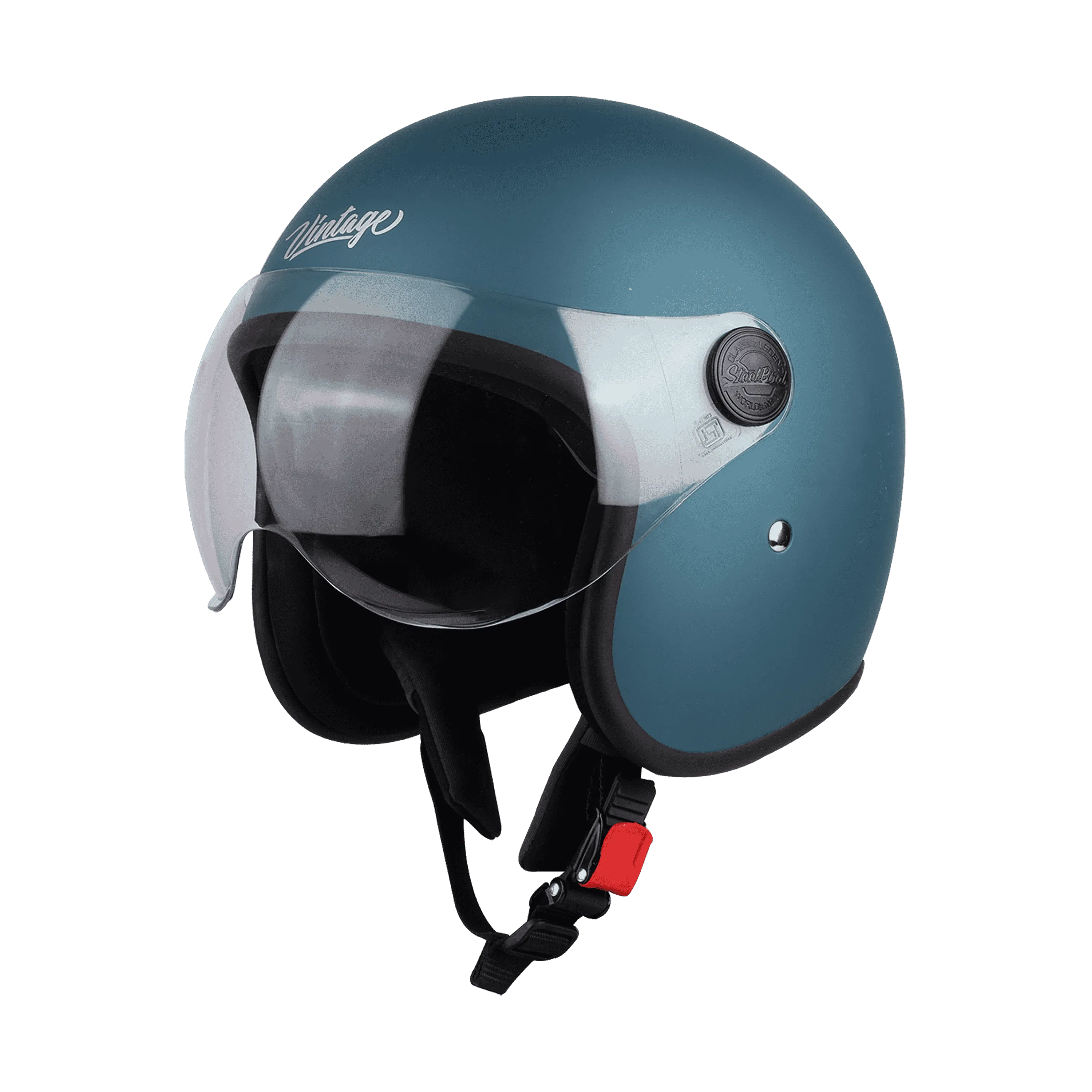 STEELBIRD Sbh 54 Vintage Matt Blue Half Face Helmet