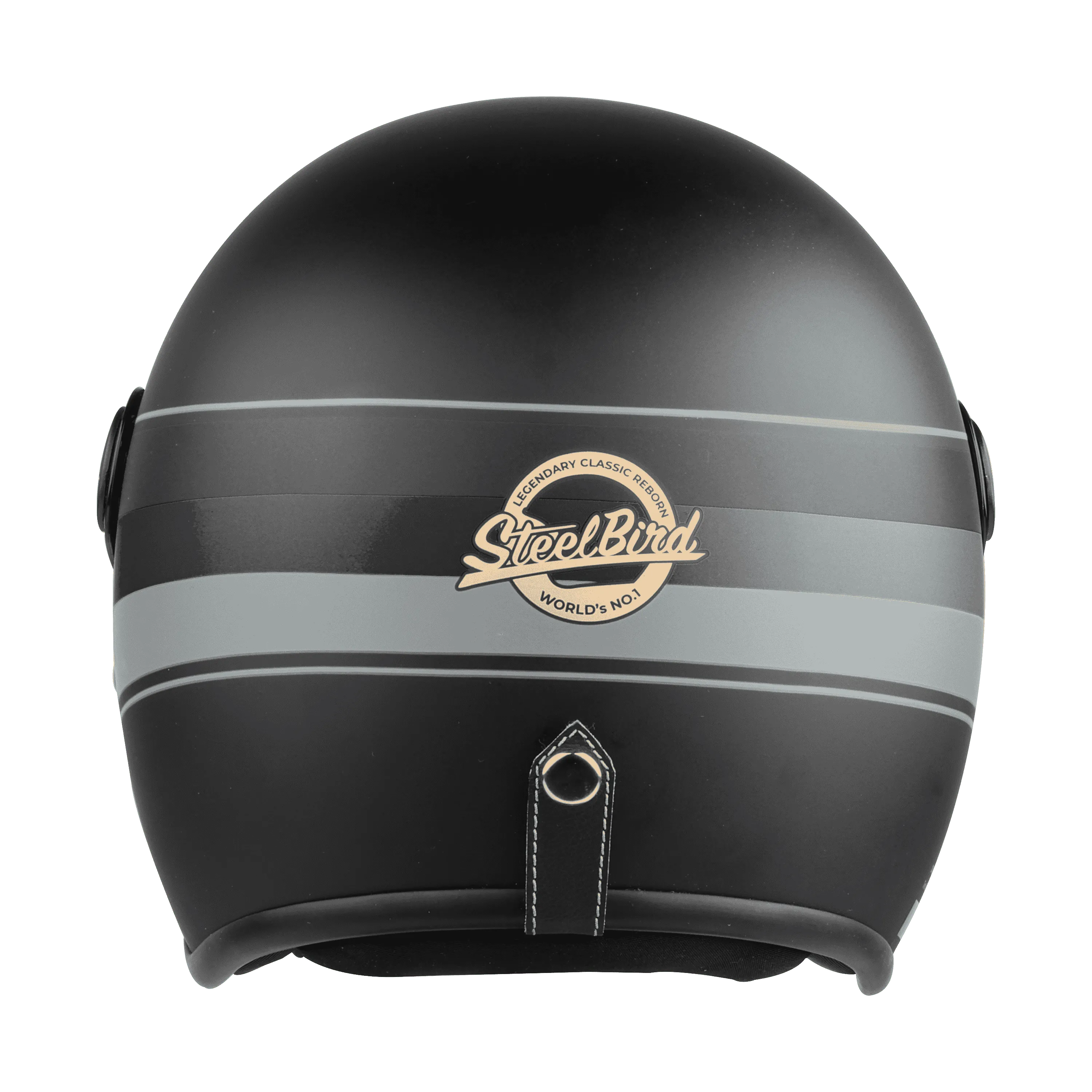 STEELBIRD Sbh 54 Vintage S1 Black Grey Half Face Helmet