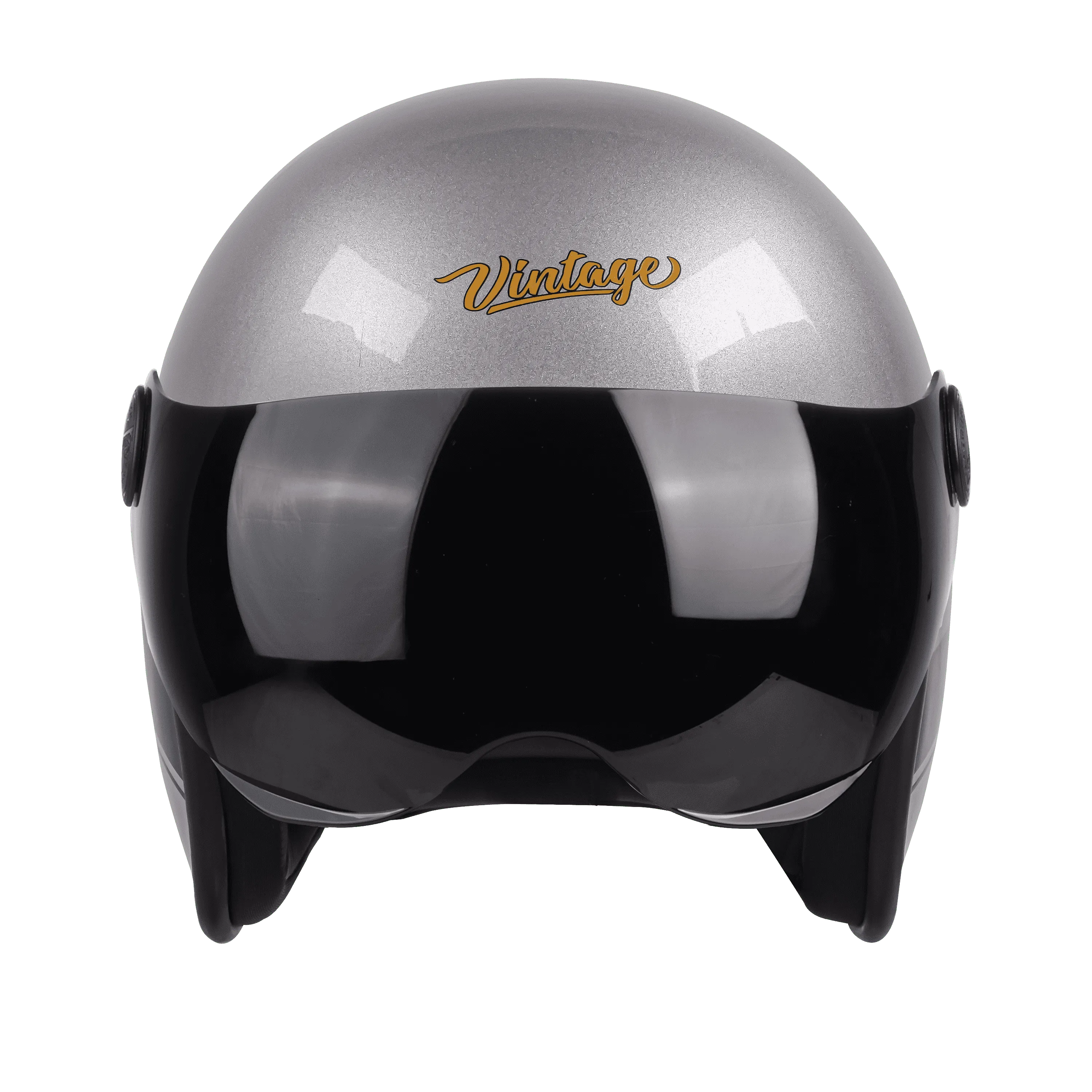 STEELBIRD Sbh 54 Vintage S1 Silver Black Half Face Helmet