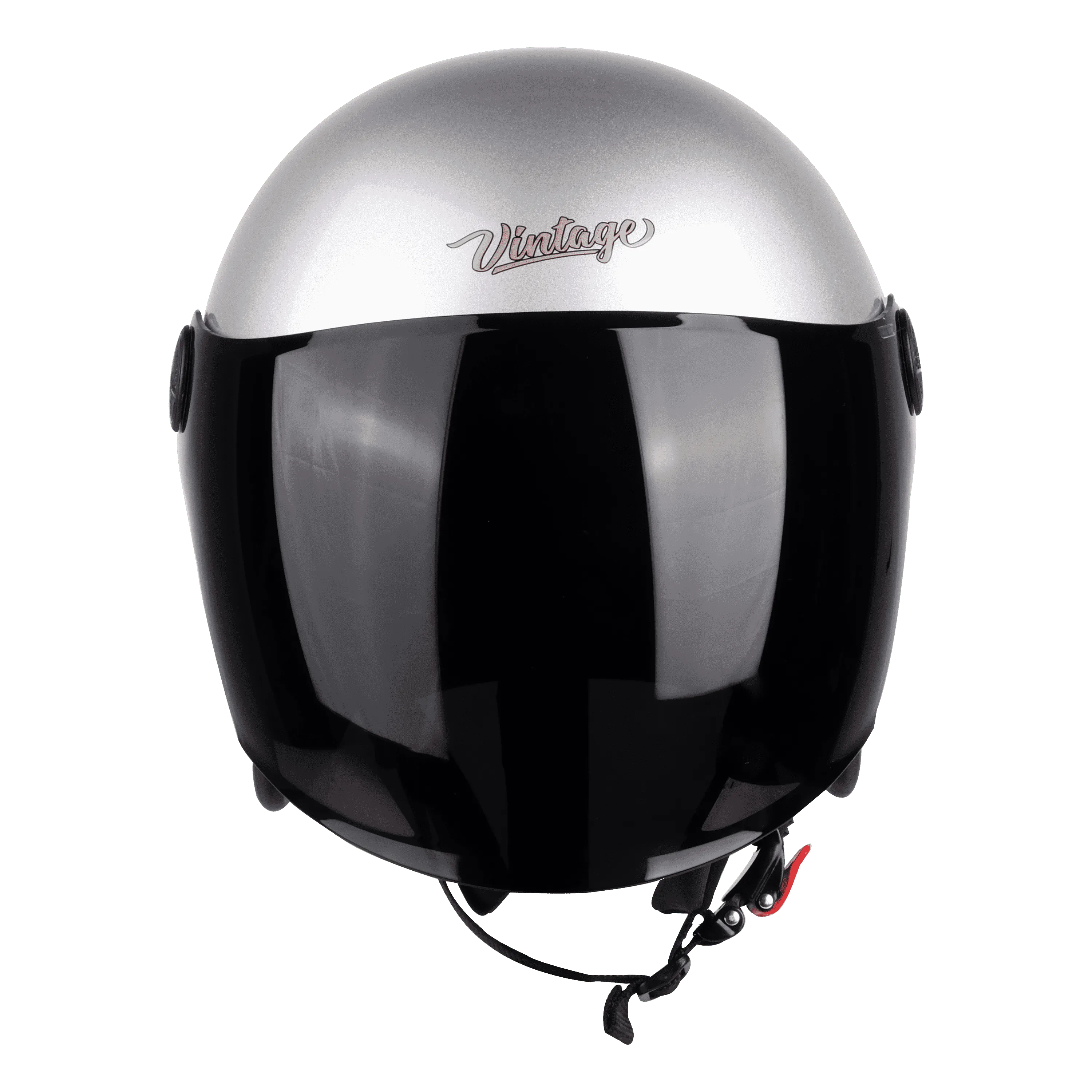 STEELBIRD Sbh 56 Vintage Silver Black Half Face Helmet