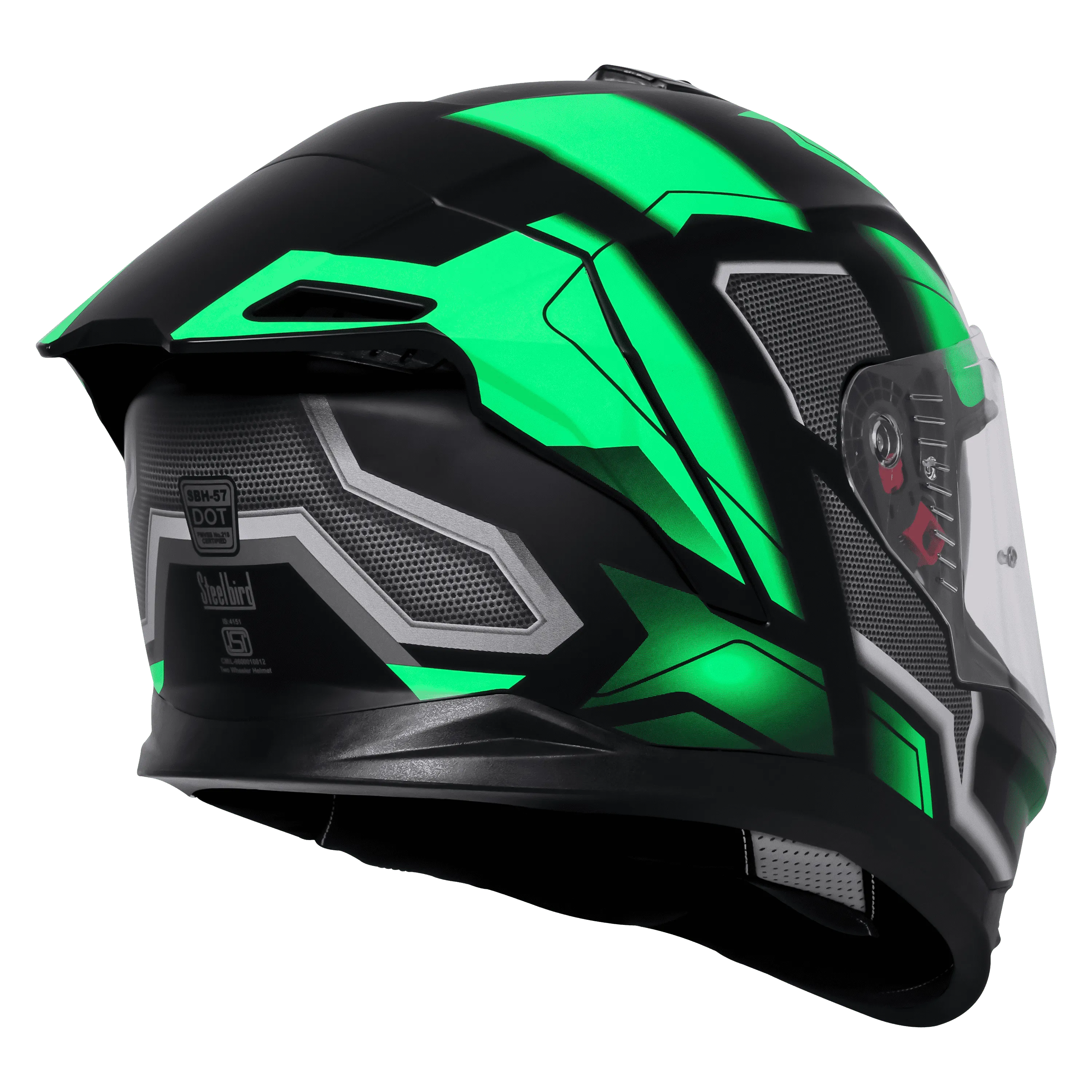STEELBIRD Sbh 57 Fighter F3 Black Green Full Face Helmet