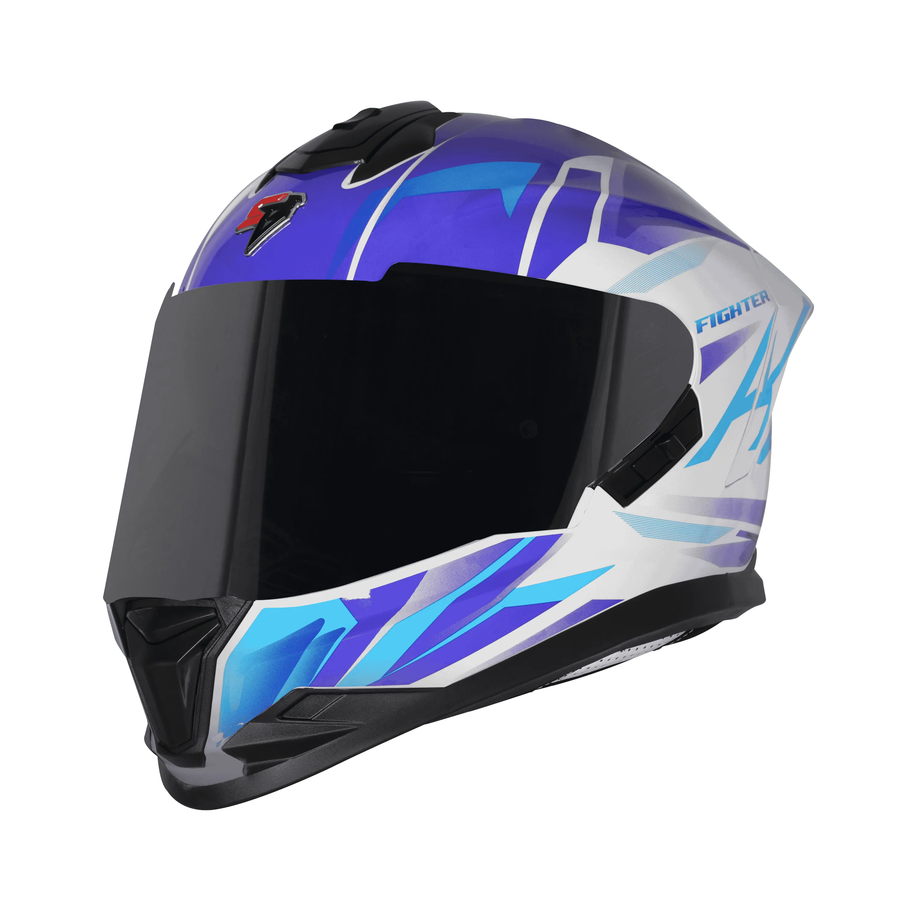 STEELBIRD Sbh 57 Fighter F4 White Sky Blue Full Face Helmet