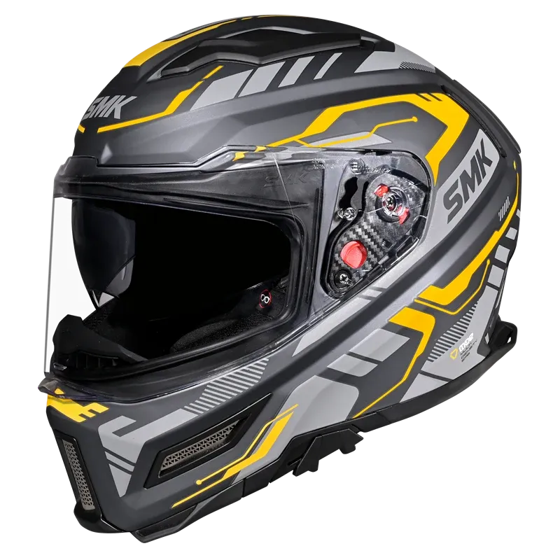 Smk Agnar Tektron MA664 Black Yellow Full Face Helmet