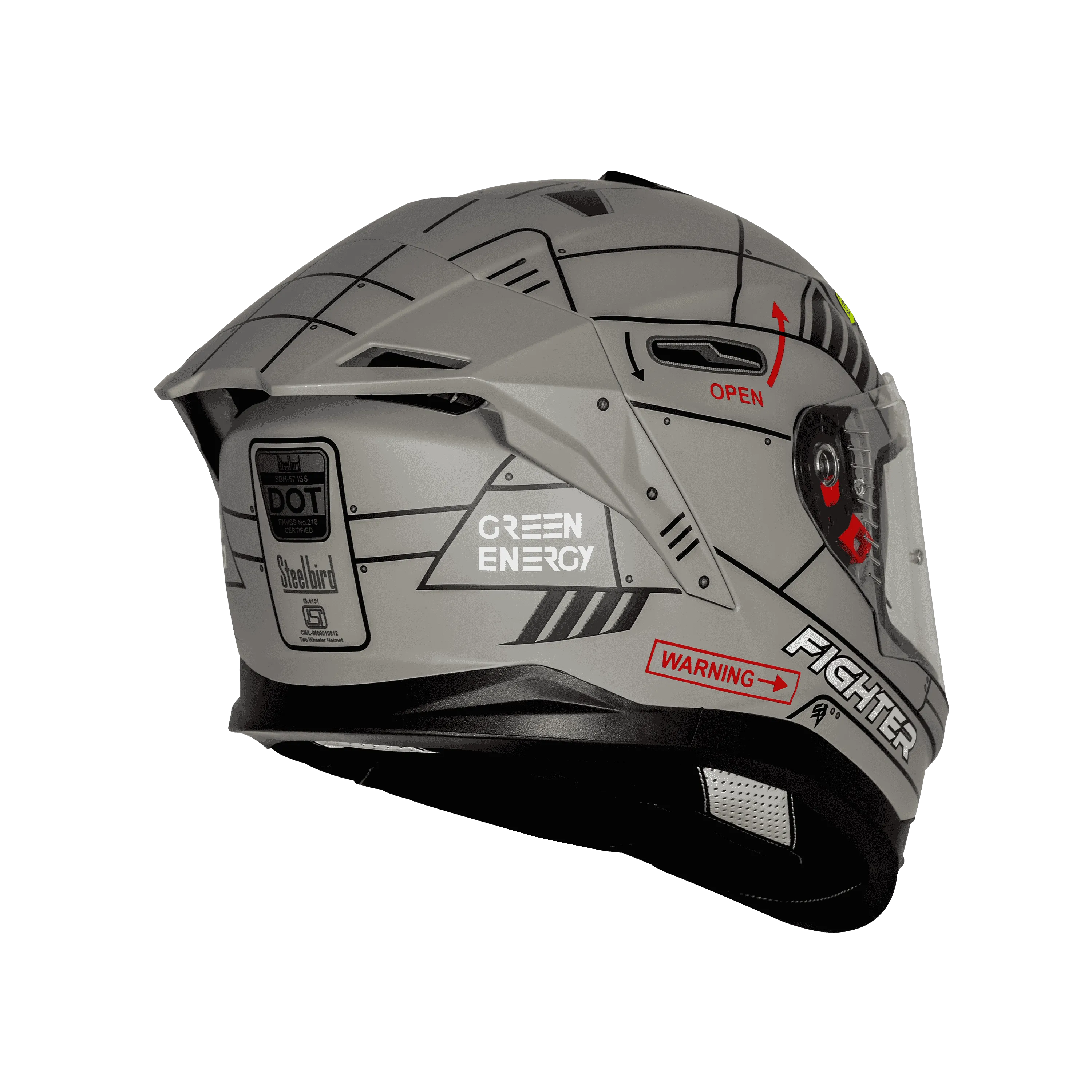 Steelbird Sbh 57 Fighter F6 Black Grey Full Face Helmet 