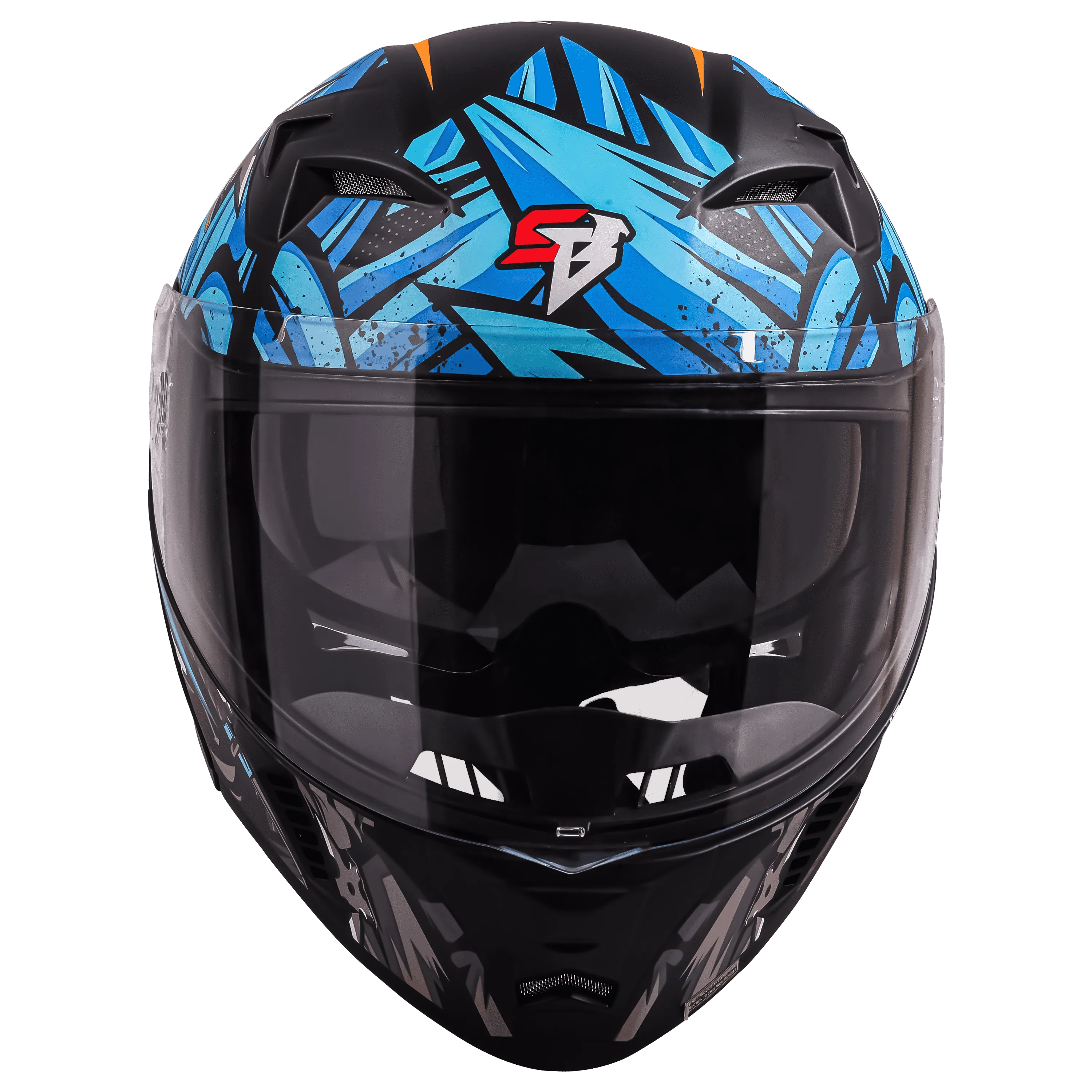 STEELBIRD Sba20 Dark Warrior Black Jazz Blue Full Face Helmet
