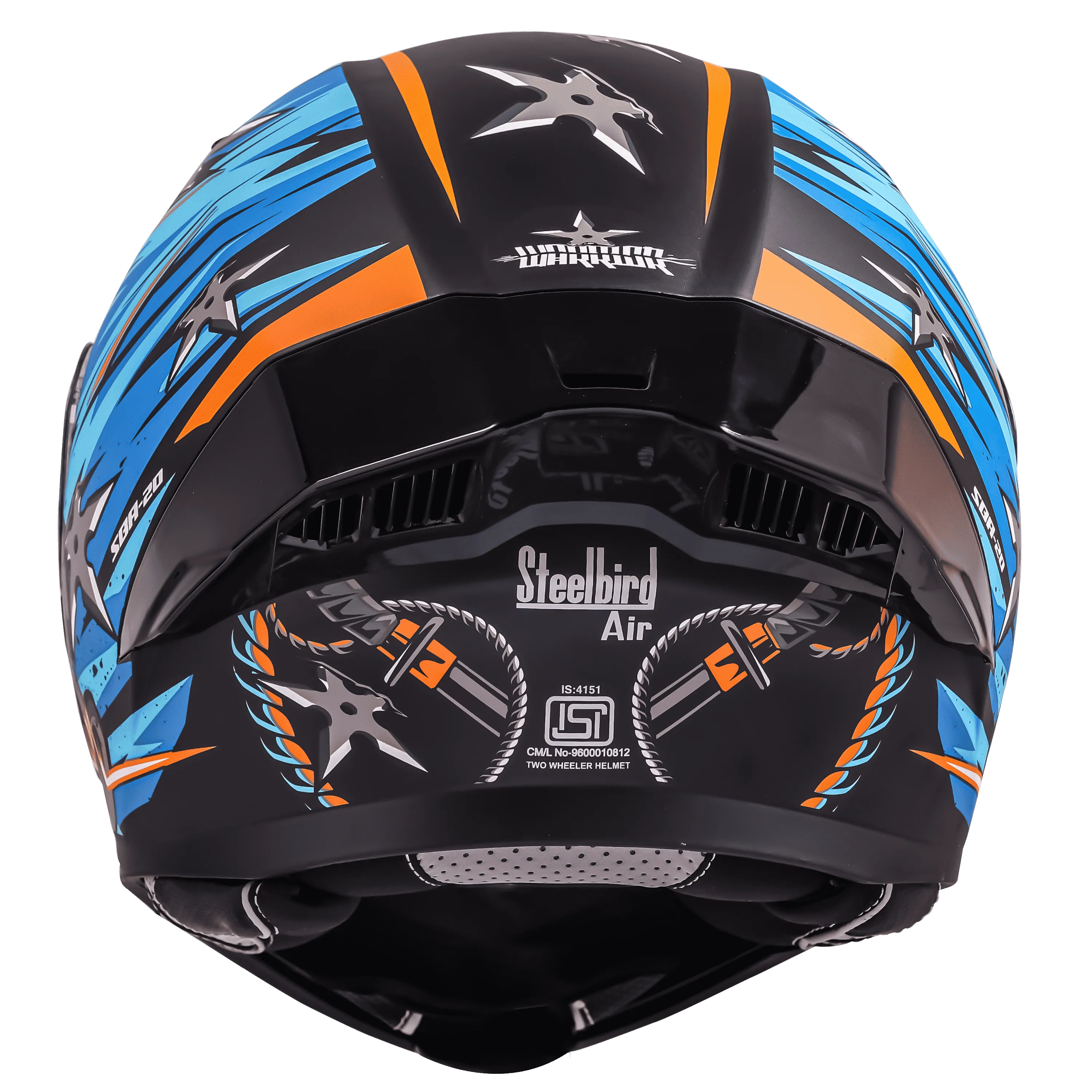 STEELBIRD Sba20 Dark Warrior Black Jazz Blue Full Face Helmet
