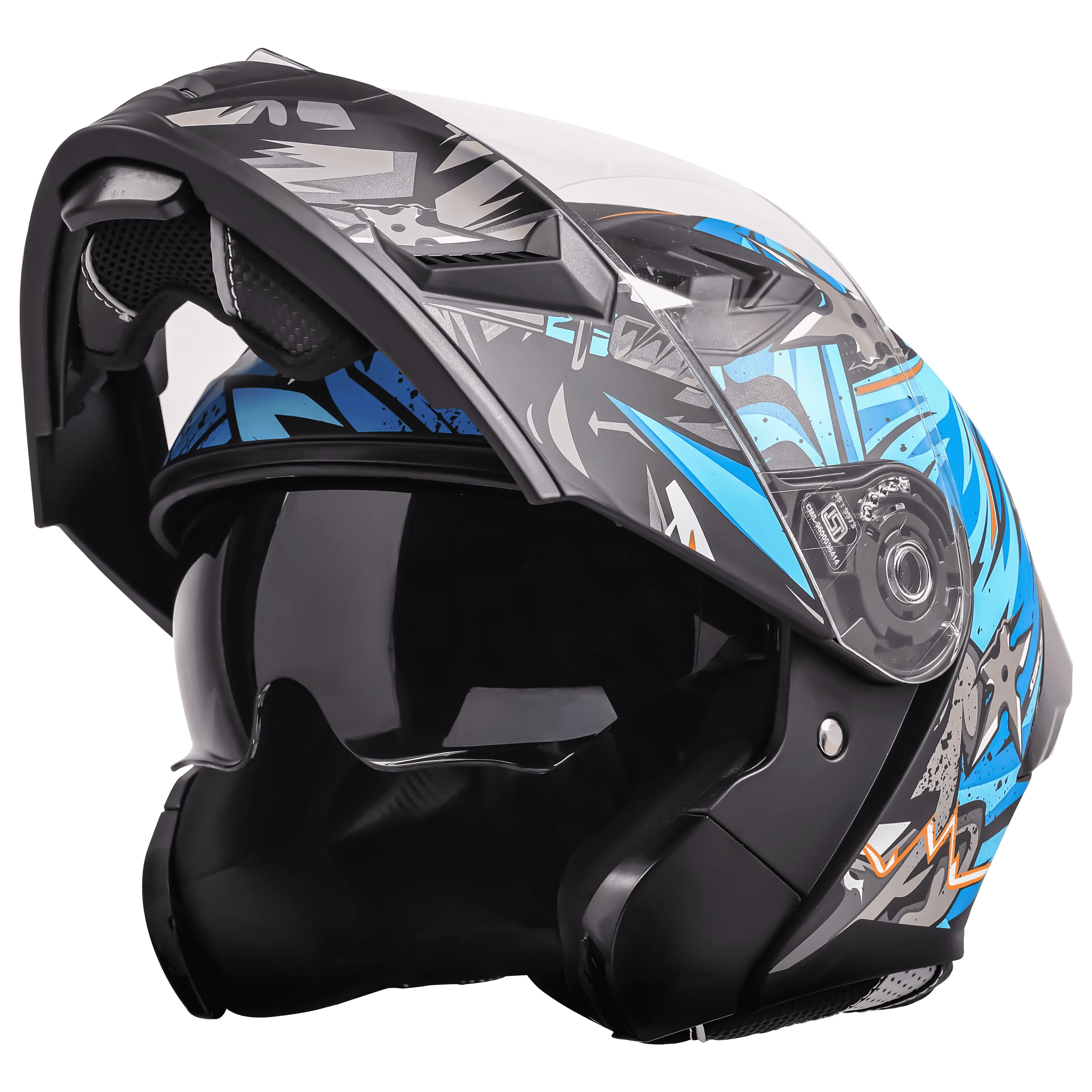 STEELBIRD Sba20 Dark Warrior Black Jazz Blue Full Face Helmet