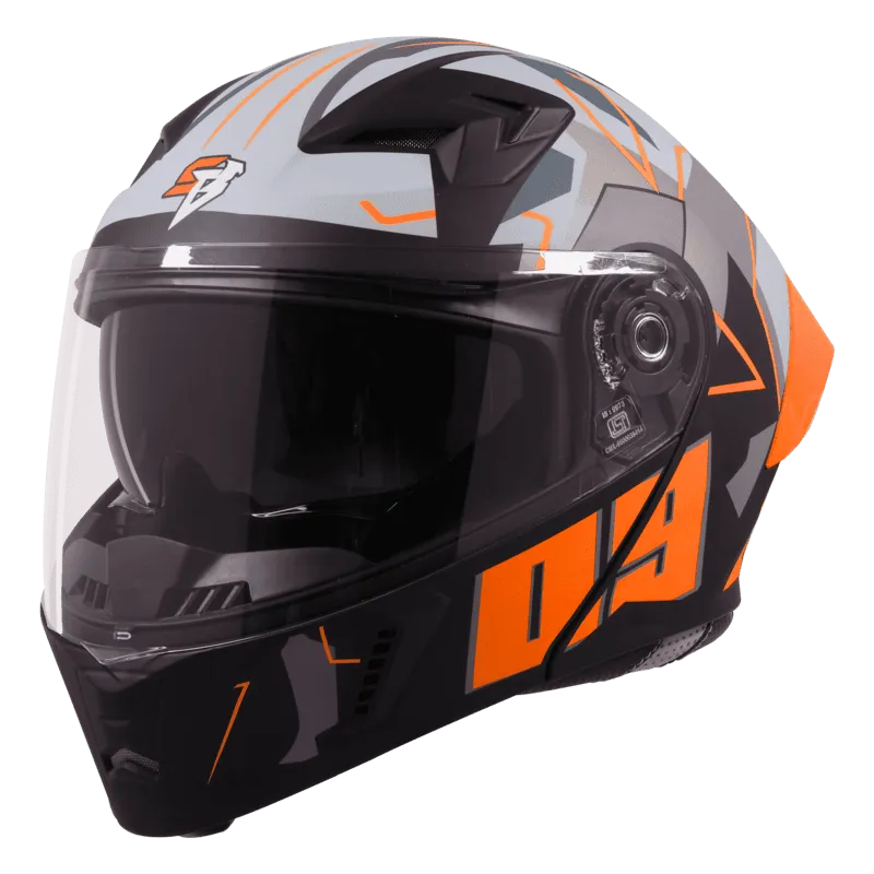 Steelbird Sba 20 09 Matt Black Orange Full Face Helmet