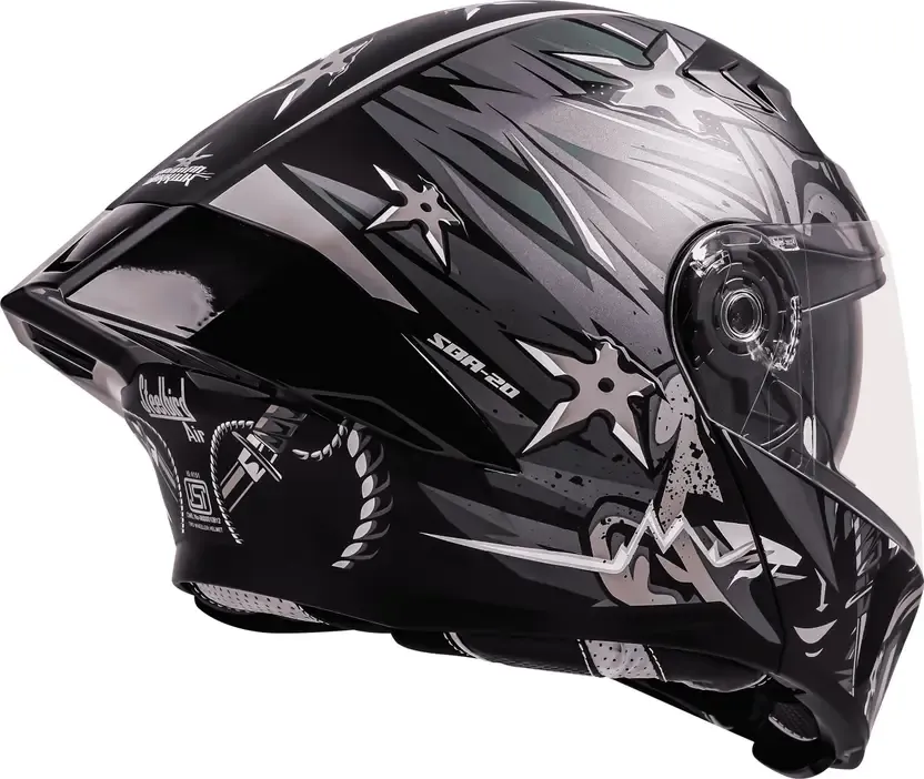 STEELBIRD Sba 20 Dark Warrior Black Grey Full Face Helmet