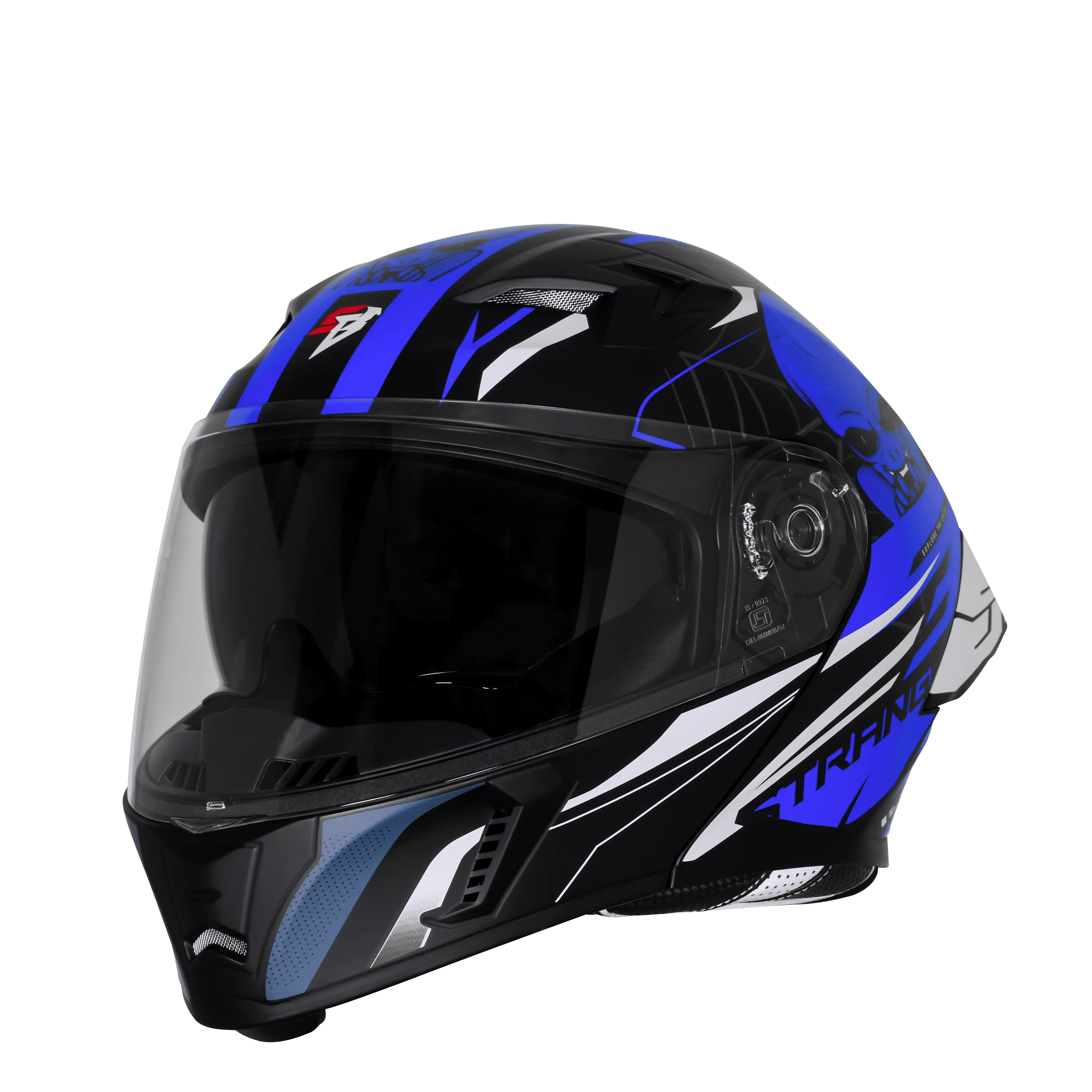 Steelbird Sba 20 Strance Black Blue Flip Up Helmet