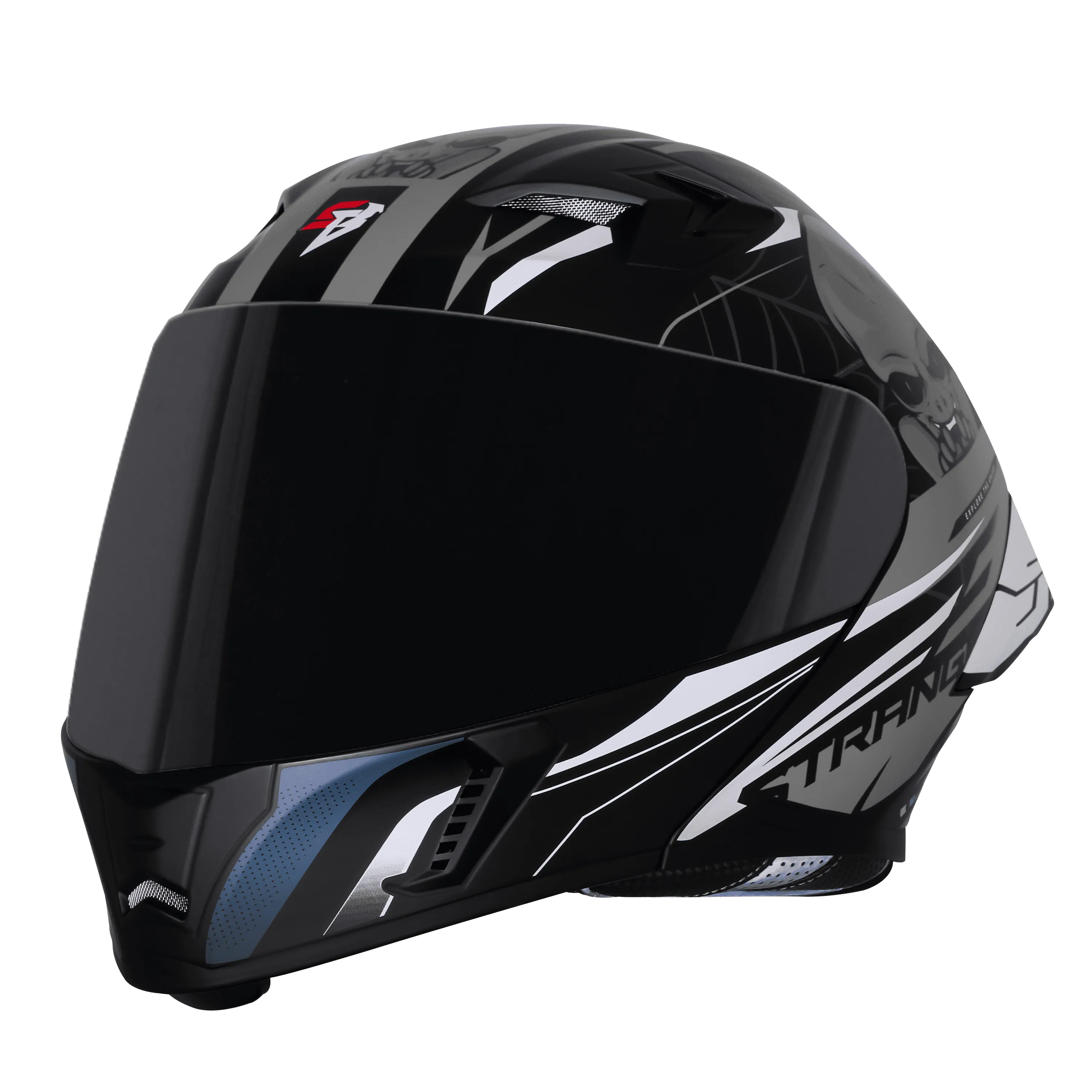 Steelbird Sba 20 Strance Black Gray Flip Up Helmet
