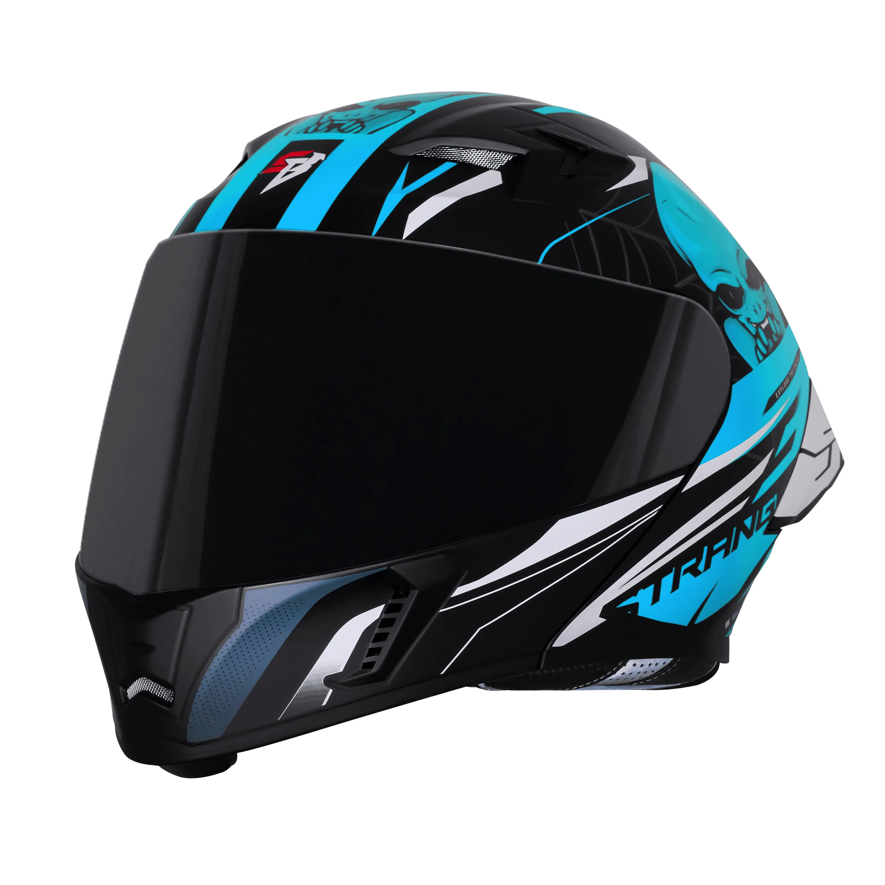 Steelbird Sba 20 Strance Black Jazz Blue Flip Up helmet