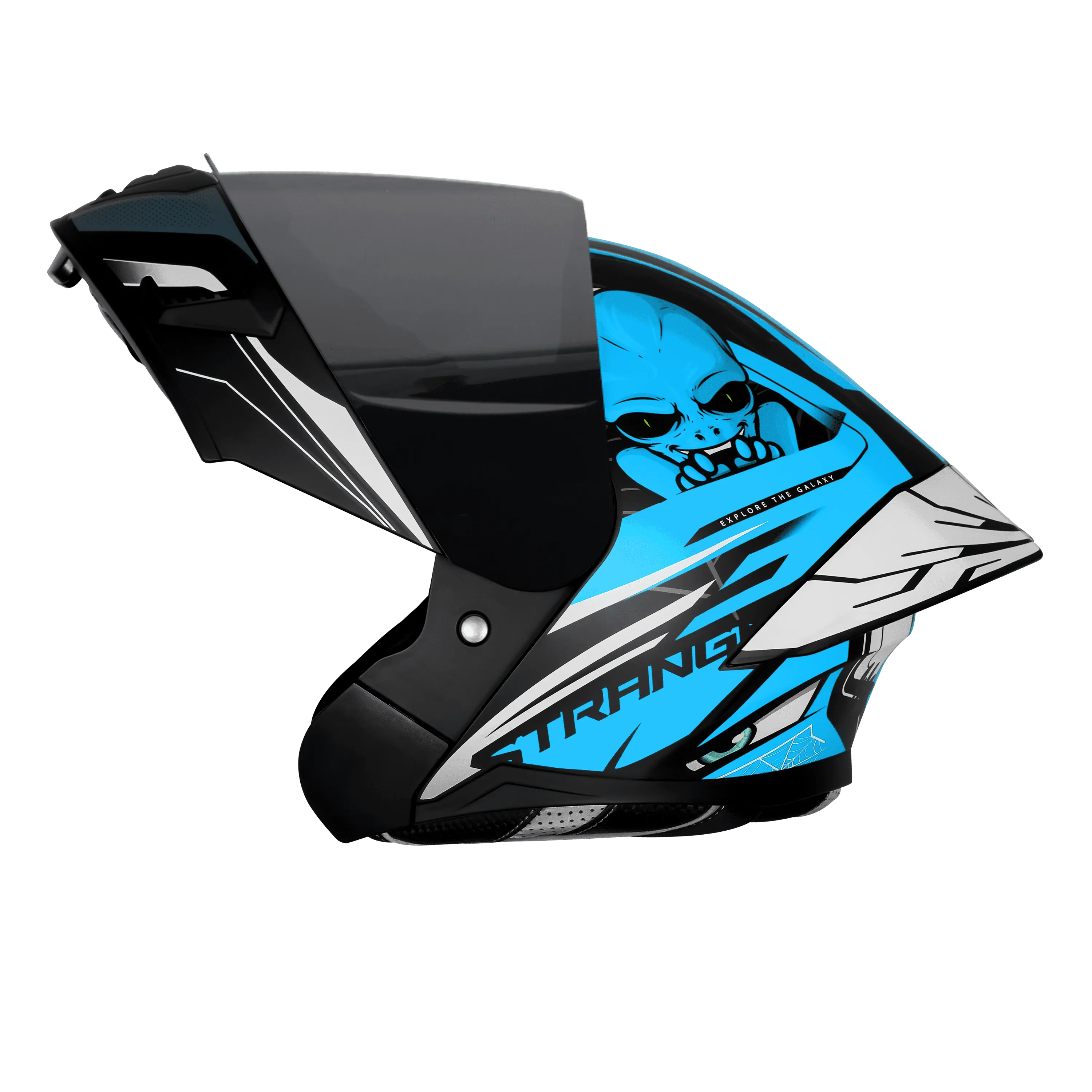 Steelbird Sba 20 Strance Black Jazz Blue Flip Up helmet