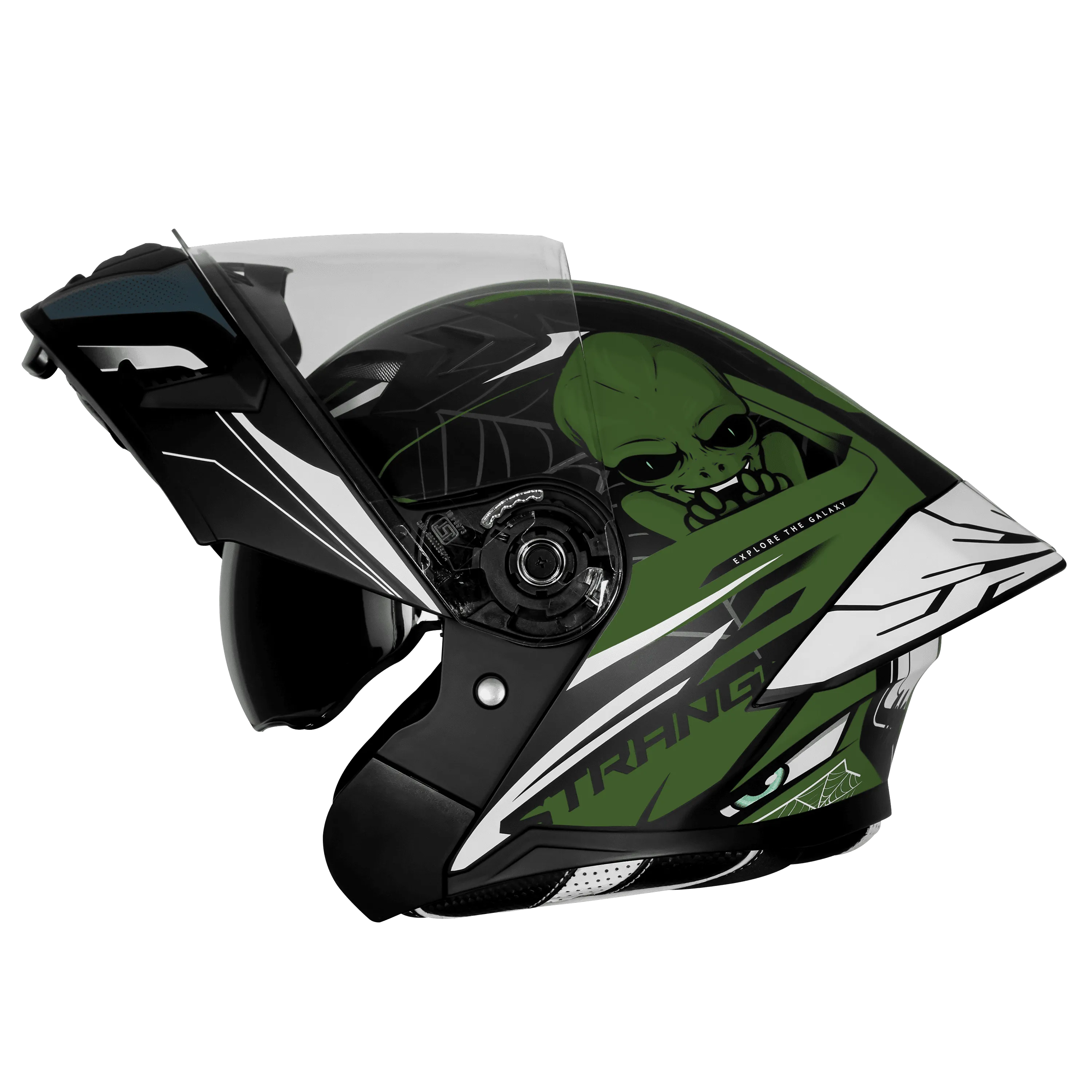Steelbird Sba Strange Black Green Flip Up Helmet